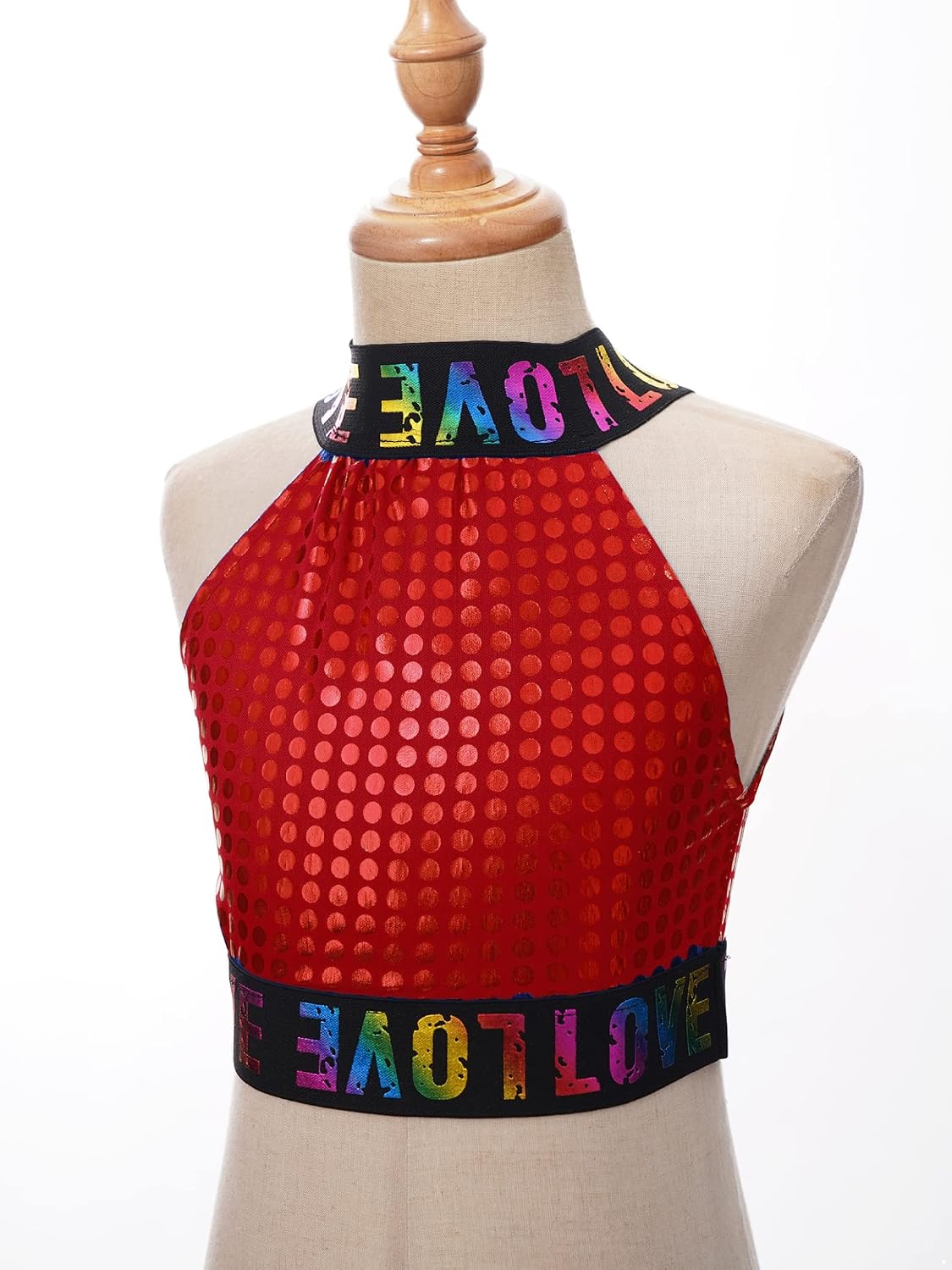 Girls Boys Sparkle Sequins Jazz Hip Hop Dance Crop Top Kids Sleeveless Tank Vest Letter Print Performance Shirt
