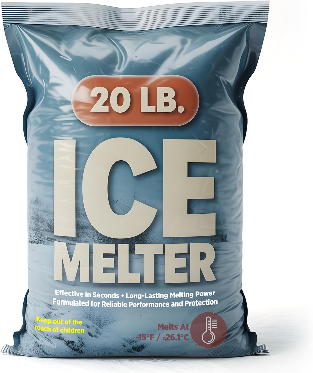 Ice Melt Safer for Concrete-20 lb Bag, Ice Crusher Blend Snow Salt Ice Melt, Salt for Snow and Ice Removal, Sidewalk Salt, Driveway Salt, Snow Melt is Effective Up to -15