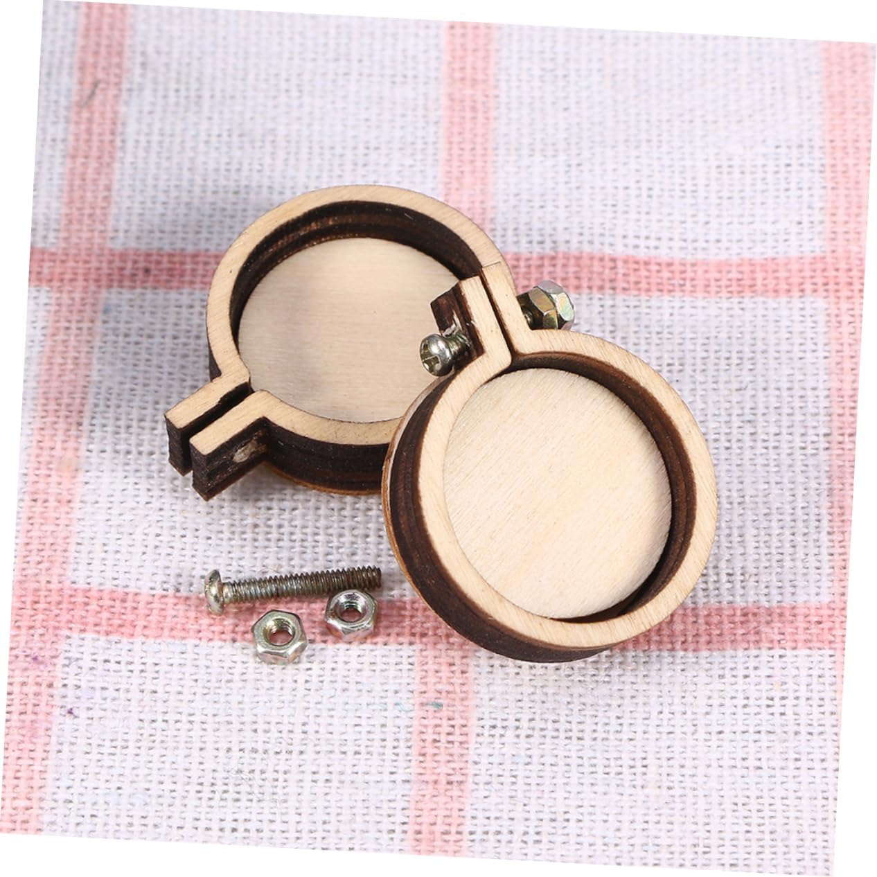 Uonlytech 20Pcs Mini Round Wooden Embroidery Small Cross Stitch Fixing Frame for Crafts DIY Sewing Accessories for Needlework and Painting