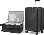 mixi 20 Inch Expandable Carry On Luggage PC Hard Shell Suitcase Top Opening Rolling Travel Suitcases with Spinner Wheels & TSA Lock, Blackish Green