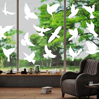 AUAUY 48PCS Groß Größe Anti-Kollision Fenster Aufkleber, Fensteraufkleber zur Vermeidung von Vogel-Kollisionen Vogel, Glastürschutz und Vogelschutz, Selbstklebende Vogelsilhouetten (12 Blatt-Schwarz)