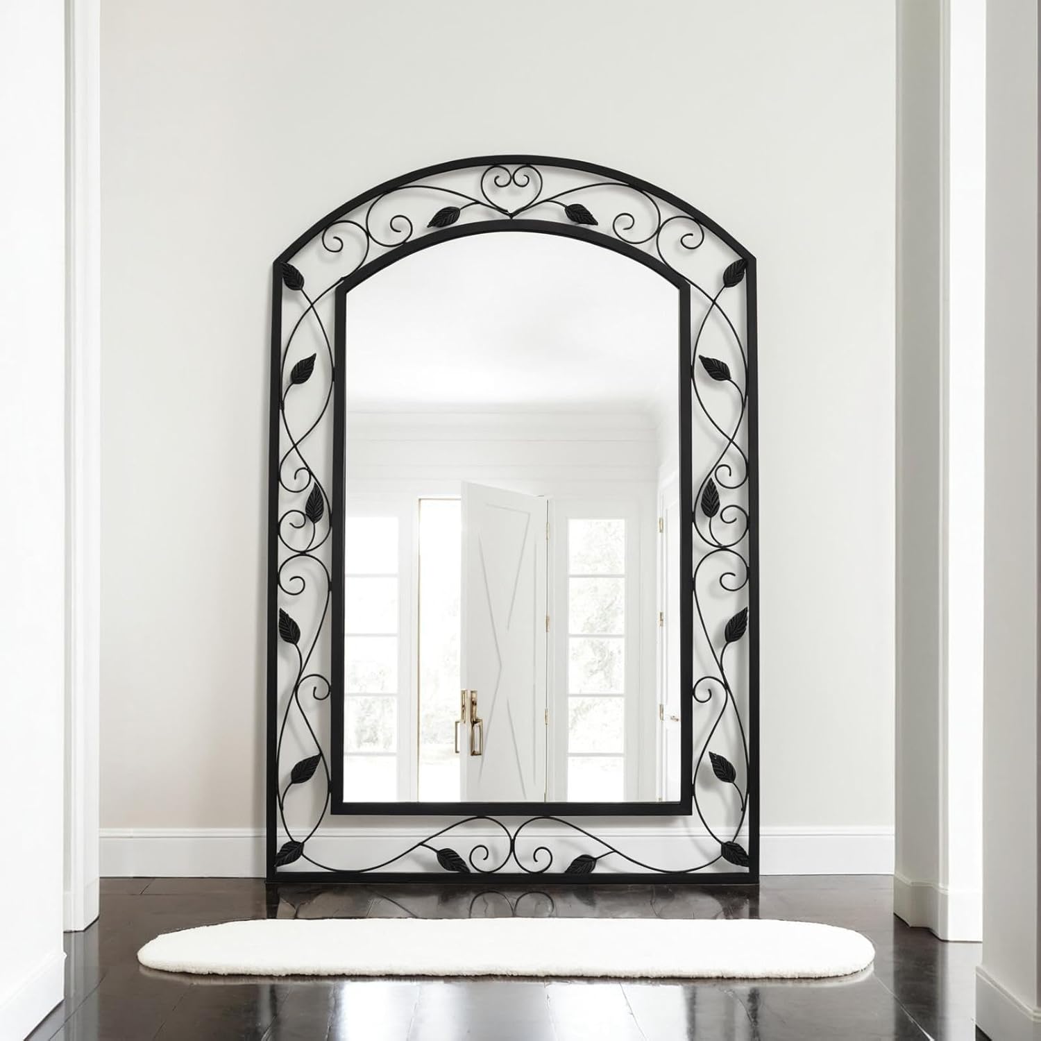 Wall Mirror, Arched Mirror 36"x24", Large Mirrors Decorative Vintage Wall-Mounted Mirror for Living Room, Bedroom, Entryway, Bathroom Black