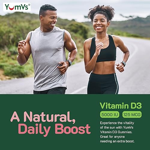 Vista 12 de YUM-V'S Gomitas de vitamina D3 de 5000 UI 125mcg D3 - Apoya el apoyo inmunológico, fuerte salud ósea, sin OMG, sin gluten, sin lácteos, gomitas
