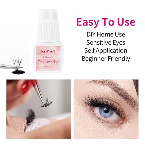 Vista 5 de FADVAN Pegamento individual para pestañas de racimo DIY para extensión de pestañas, pegamento sensible para extensión de pestañas autoadhesivo