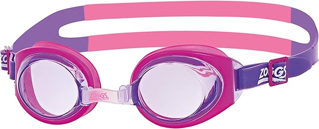 Zoggs Little Ripper Kids Swimming Goggles, UV Protection Swim Goggles, Slide Adjust Split Yoke Childrens Goggles Strap, Fog Free Pink Tinted Swim Goggle Lenses, Goggles kids 0-6 years