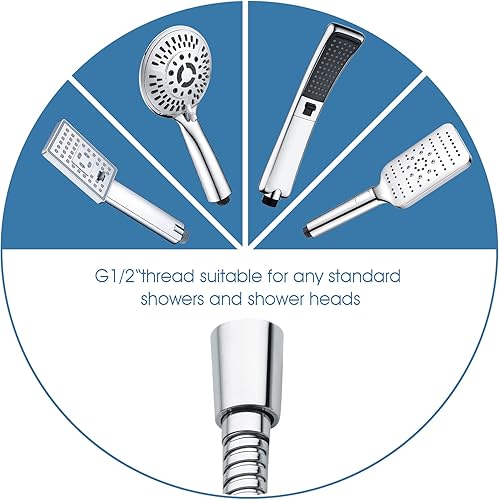 Miniatura 53 de BRIGHT SHOWERS Manguera de ducha para cabezales de ducha de mano, manguera de ducha de mano extra larga de acero inoxidable de 96 pulgadas, pieza