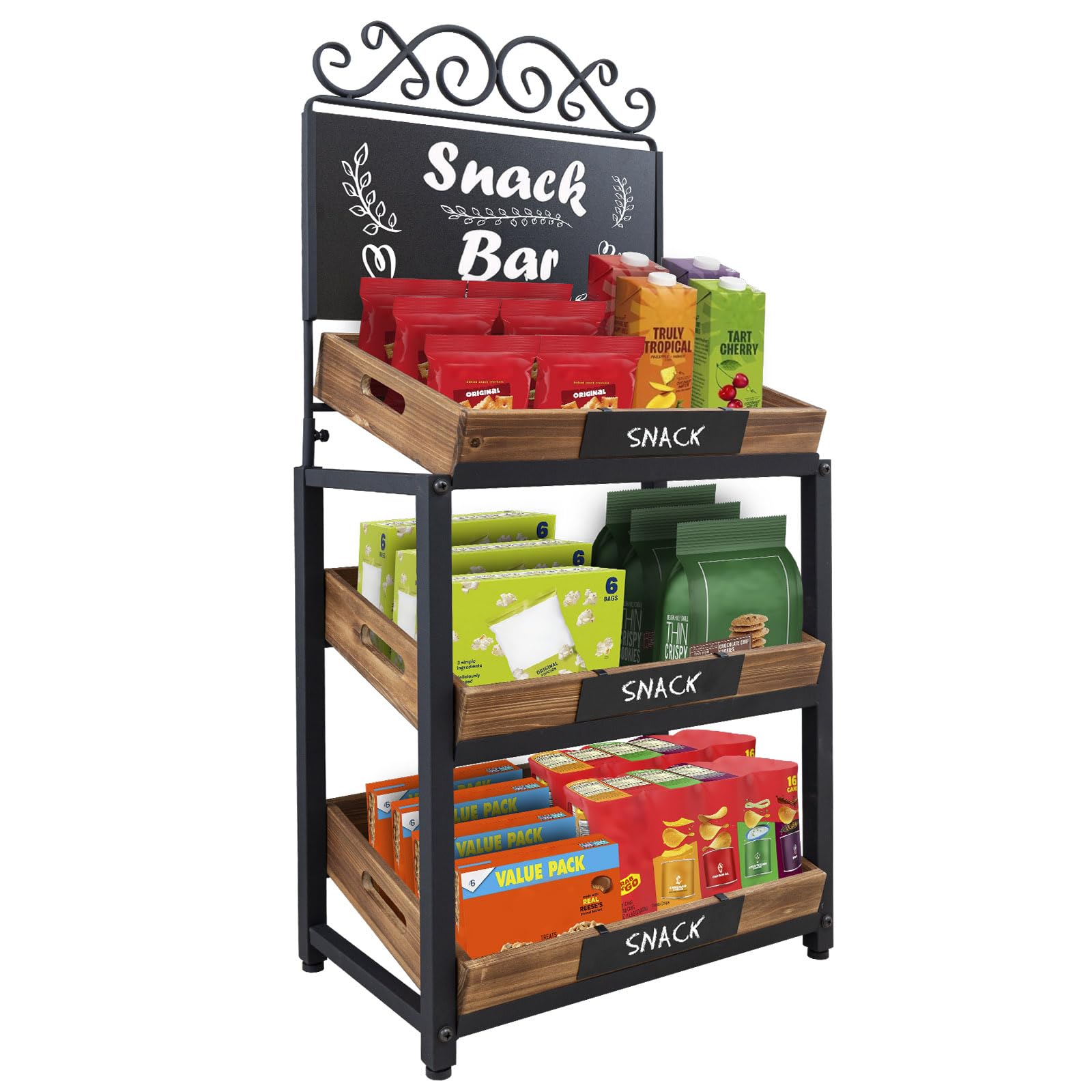 MyGift - Soporte de madera y metal de 3 niveles con carteles de pizarra