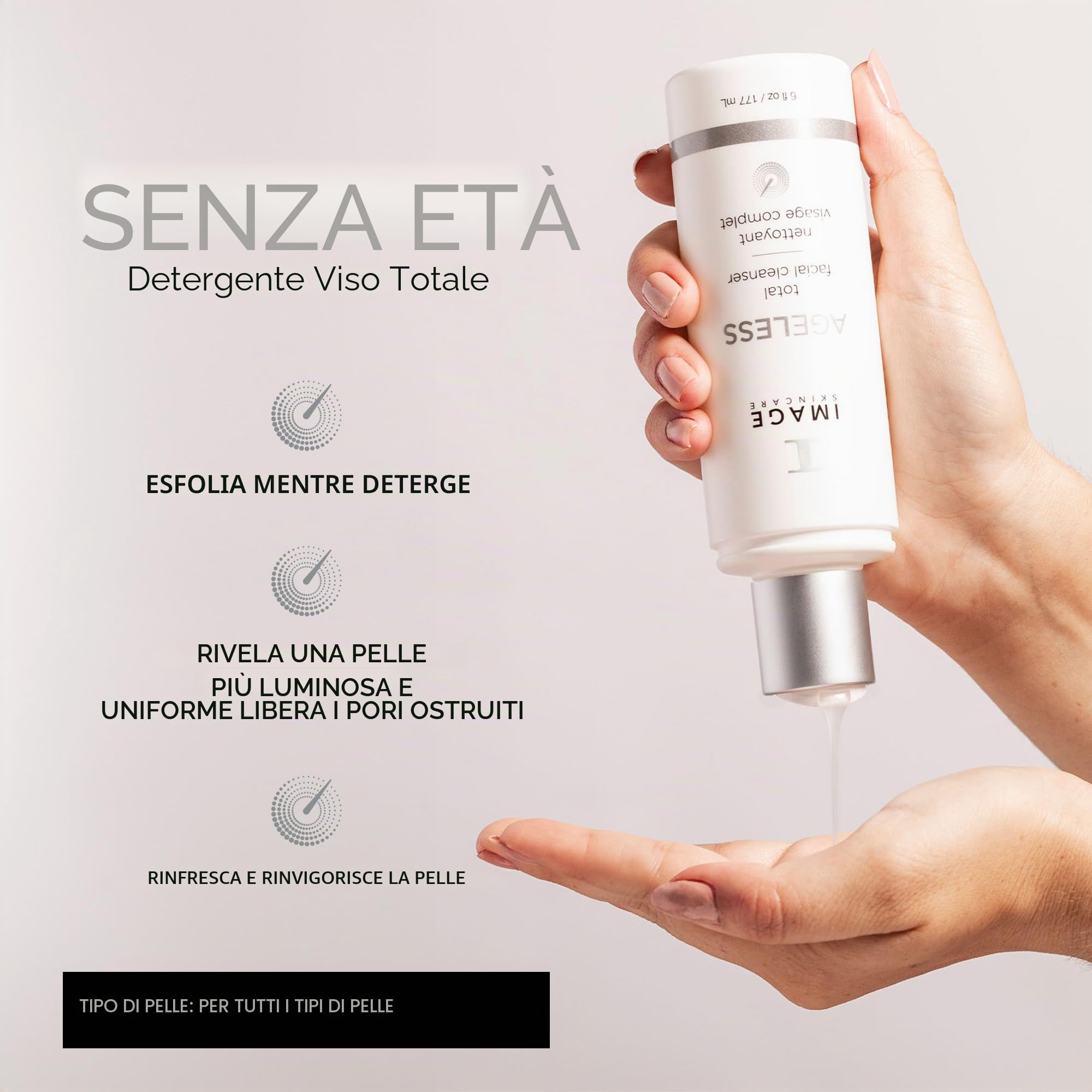 Image Skincare | Detergente Viso Multifunzionale | Azione Idratante, Esfoliante E Di Rimozione Del Make Up | Adatto A Pelli Mature, Miste E Grasse | Ageless Total Facial Cleanser | 177 Ml