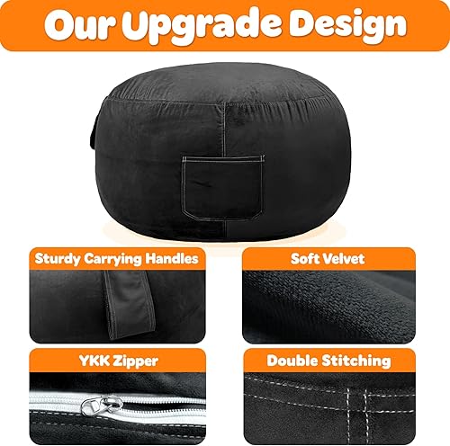 Miniatura 4 de Lukeight - Puf de almacenamiento de animales de peluche para niños, funda para puf de dinosaurio con cremallera para organizar la habitación de