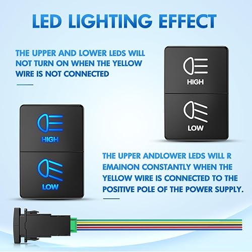 Miniatura 35 de Nilight Interruptor de botón de encendido y apagado de 12 V con kit de cable conector, 1.28 x 0.87 pulgadas, repuesto para Toyota Sequoia Highlander