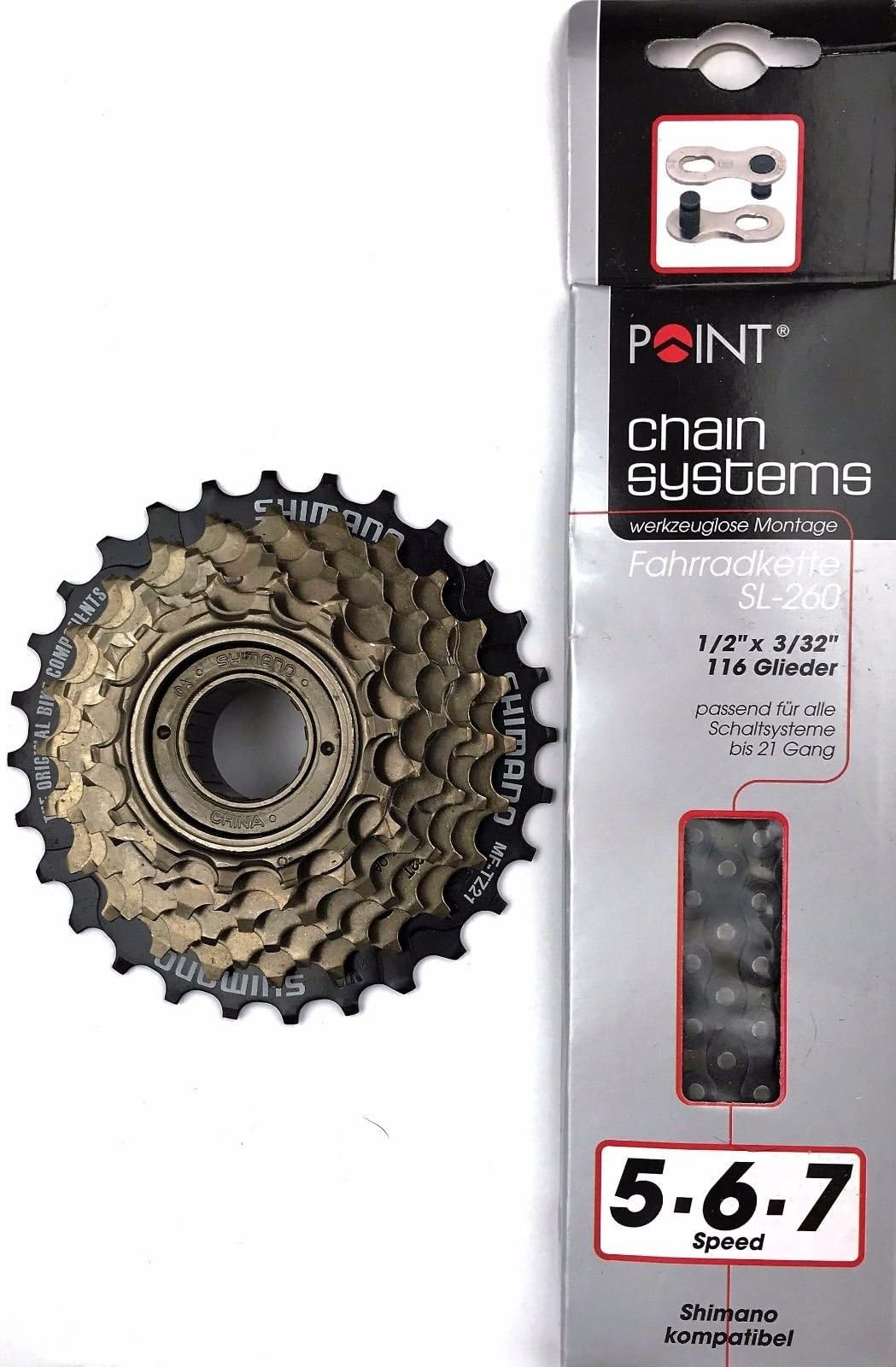 Shimano 21-speed chain and cog set 7-speed