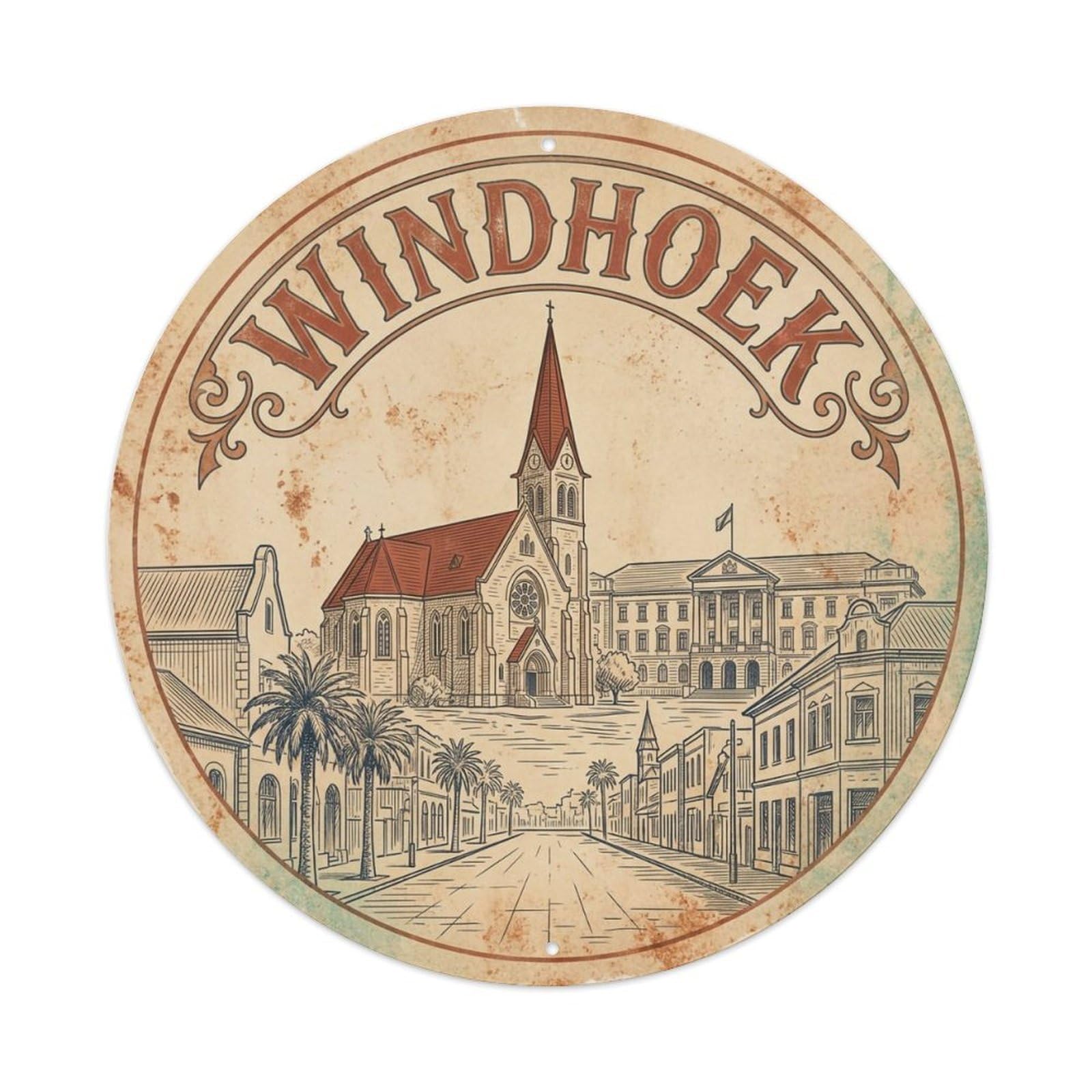 Vintage Travel Namibia Windhoek Vintage Metal Tin Sign Plaque Wall Decor for Cafe, Club Bar, Office, Garden Metal Poster 8x8Inch