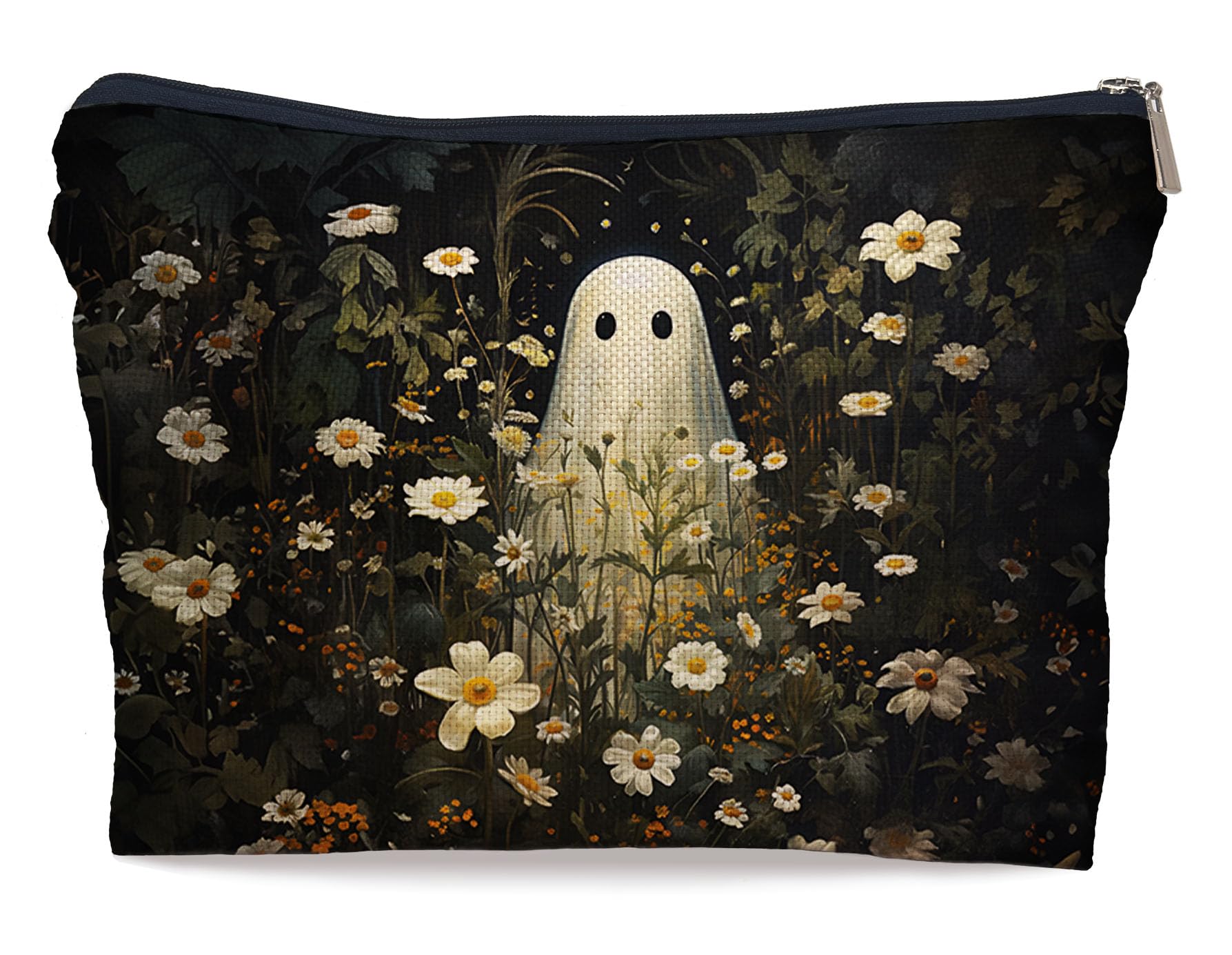 Ayxvt Ghosts Floral Makeup Bag - Ghosts Cosmetic Bags for Women, Spooky Decor Makeup Bag, Birthday Gifts for Women Birthday Gifts for Friends Female