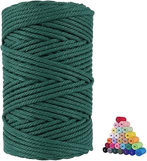 FLIPPED 100% Natural Cotton Macrame Cord,5mm x110 Yards Macrame Cords Colored Cotton Macrame Rope Craft Cord for DIY Crafts Knitting Plant Hangers Christmas Wedding Décor(Blackish Green)…