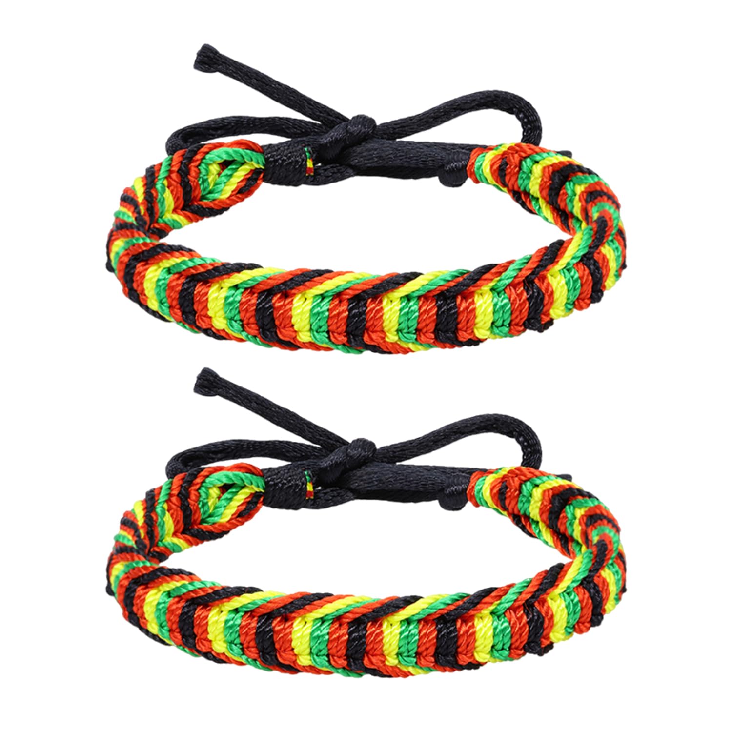 HIXNUG2 Pieces Jamaican Friendship Wristbands Bob Marley Bracelets Handmade Bali Rasta Reggae Drawstring Wristbands Couple Bracelets Adjustable for Men Women