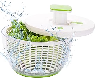 Brieftons QuickPush Salad Spinner: Large 6.3-Quart Vegetable Washer Drye...