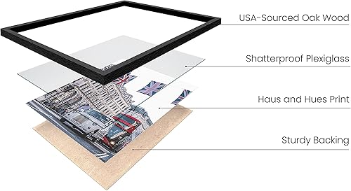 Miniatura 2 de HAUS AND HUES Decoración artística de pared de Londres, carteles de viaje de paisaje urbano, fotos de Londres, carteles de autobús rojo, visita a la