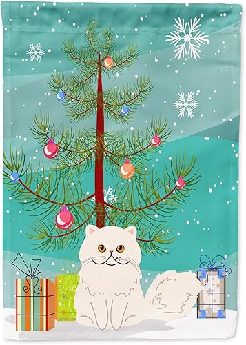 Caroline's Treasures BB4425GF Bandera de jardín con diseño de gato persa con texto en inglés "Merry Christmas" para jardín, bandera decorativa para
