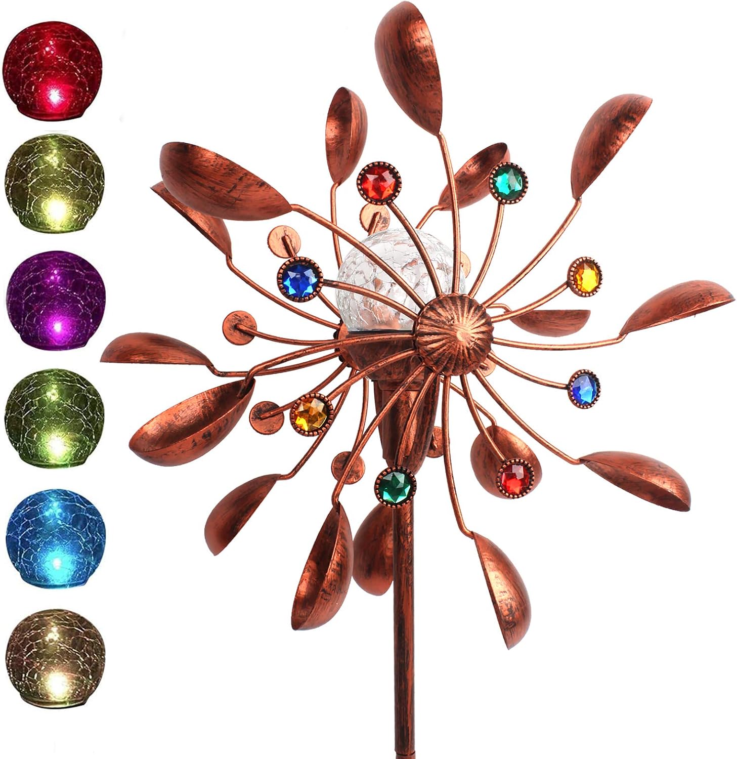 BOTINDO Solar Wind Spinner 75 Inch Easy Spinning Kinetic Metal Wind Catchers Spinners for Outdoor Yard Patio Lawn Garden Decorations, Double Windmill Spinner Birthday Gifts for Women
