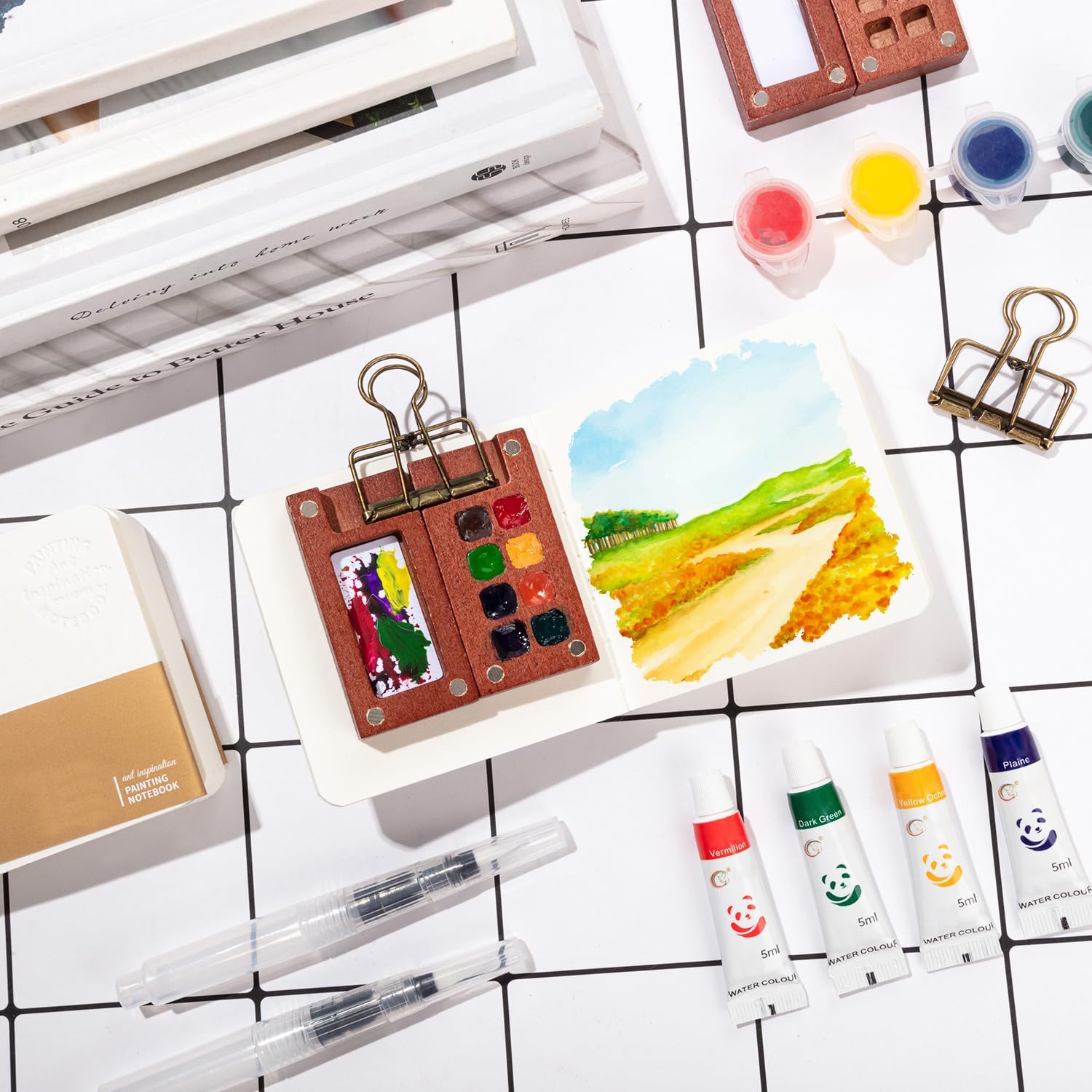 Mini Watercolor Paint Set - Travel Art Kit -6