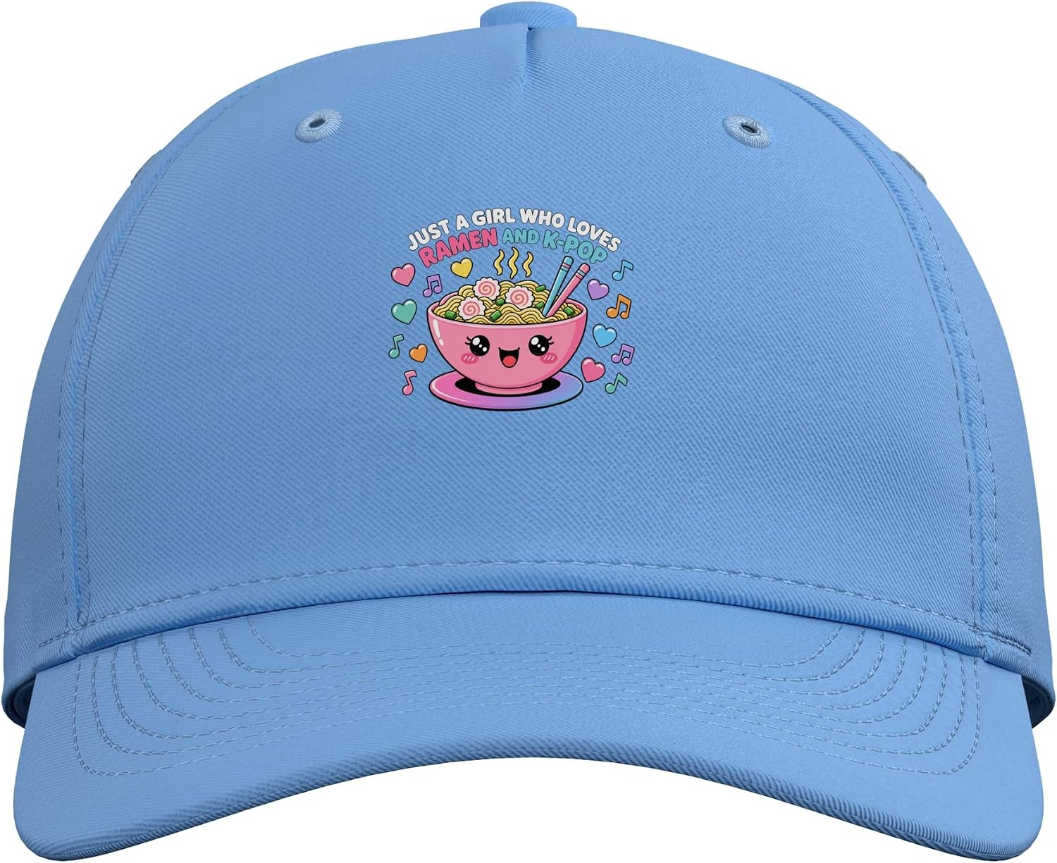 Just A Girl Who Loves Ramen and K-Pop Girl Kpop K Pop Adjustable Baseball Hat image 2