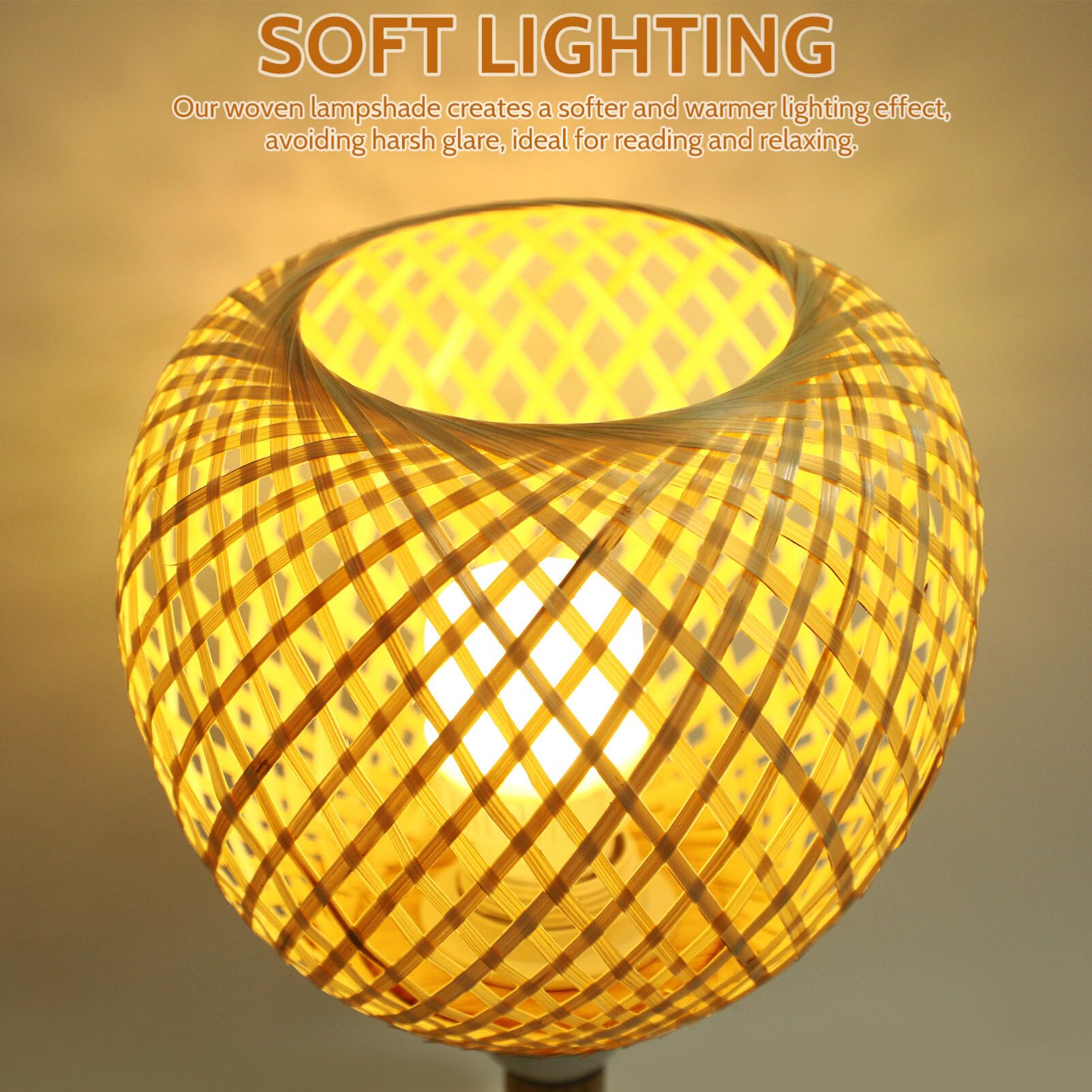 Luxshiny Pantalla De Lámpara De Bambú Repuesto Compatible Iluminación y Natural