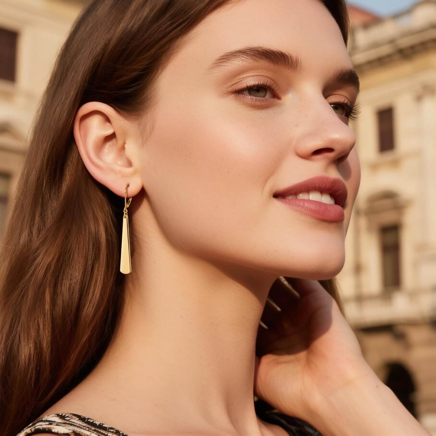 ALEXCRAFT Sterling Silver Long Dangle Earrings for Women 14k Gold Plated Leverback Earrings Trendy Silver Hypoallergenic Lightweight Drop Earings for Women Jewelry Gifts - Image 2