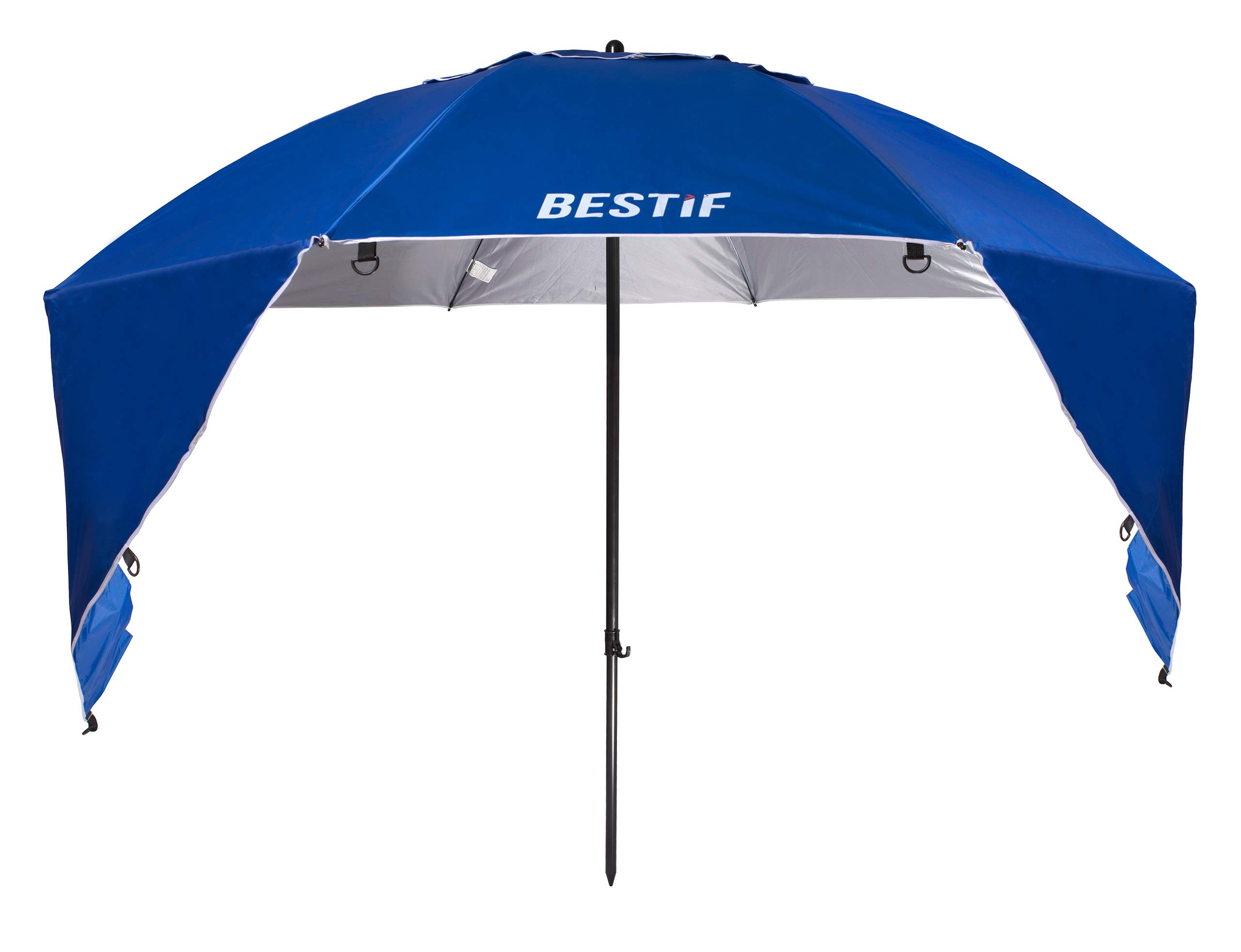 Ombrellone da spiaggia, misura XXL, robusto ombrellone 2 in 1 per spiaggia e giardino, protezione solare UV 50, pieghevole, multifunzione, con finestra, 210 x 220 cm