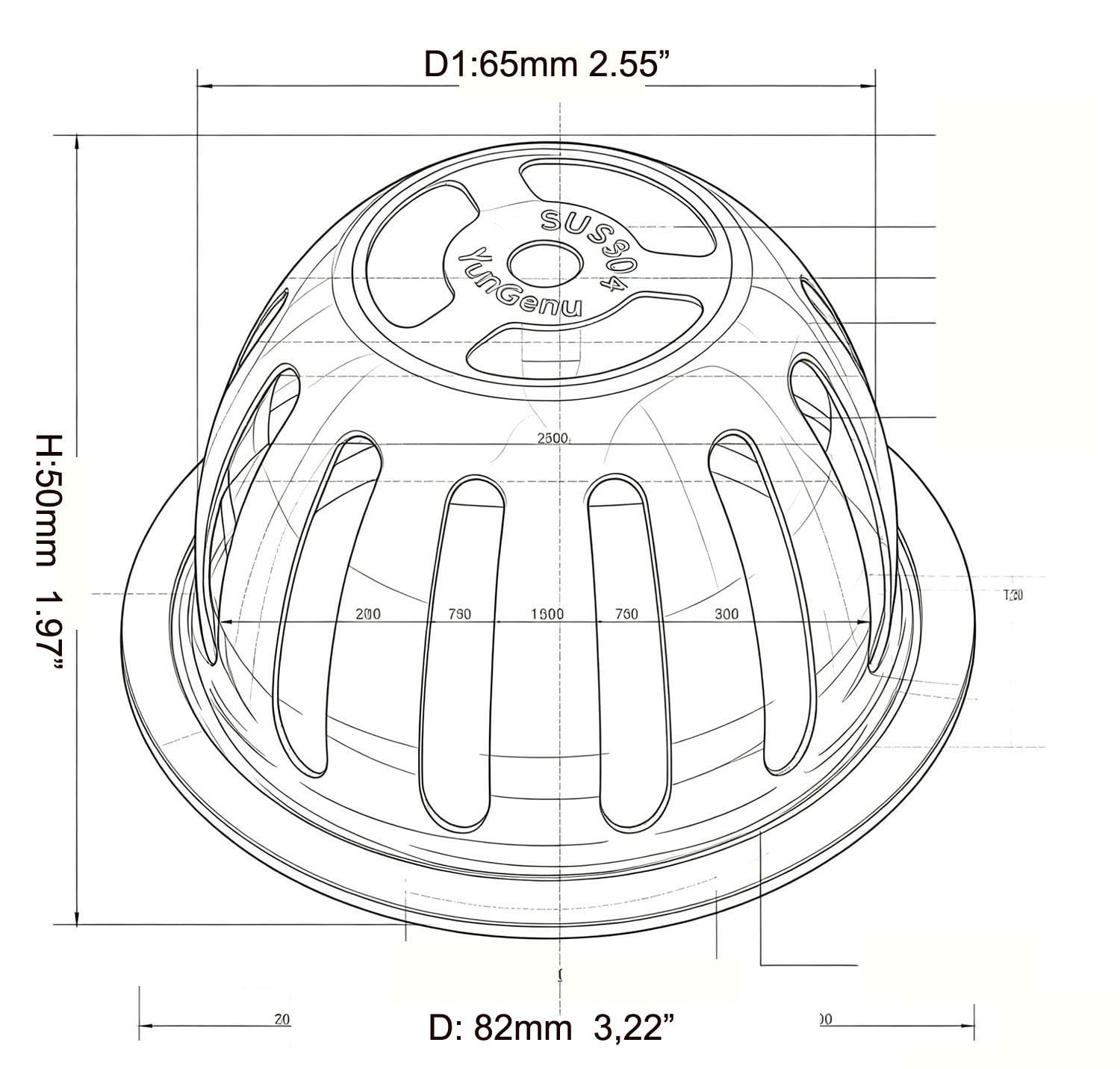SUS304 Stainless Steel Roof Dome Drain Cover Strainer Anti-Clogging Atrium Grate 2pcs/pk (Φ: 3.5 inch) — Amazon image 2