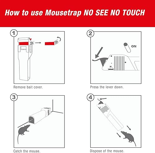 Miniatura 7 de Trampa para ratones SWISSINNO No Ver No Tocar - Efectiva, sin contacto + captura no visible + mata sin fallar - Pre-cebada con cebo de comida -