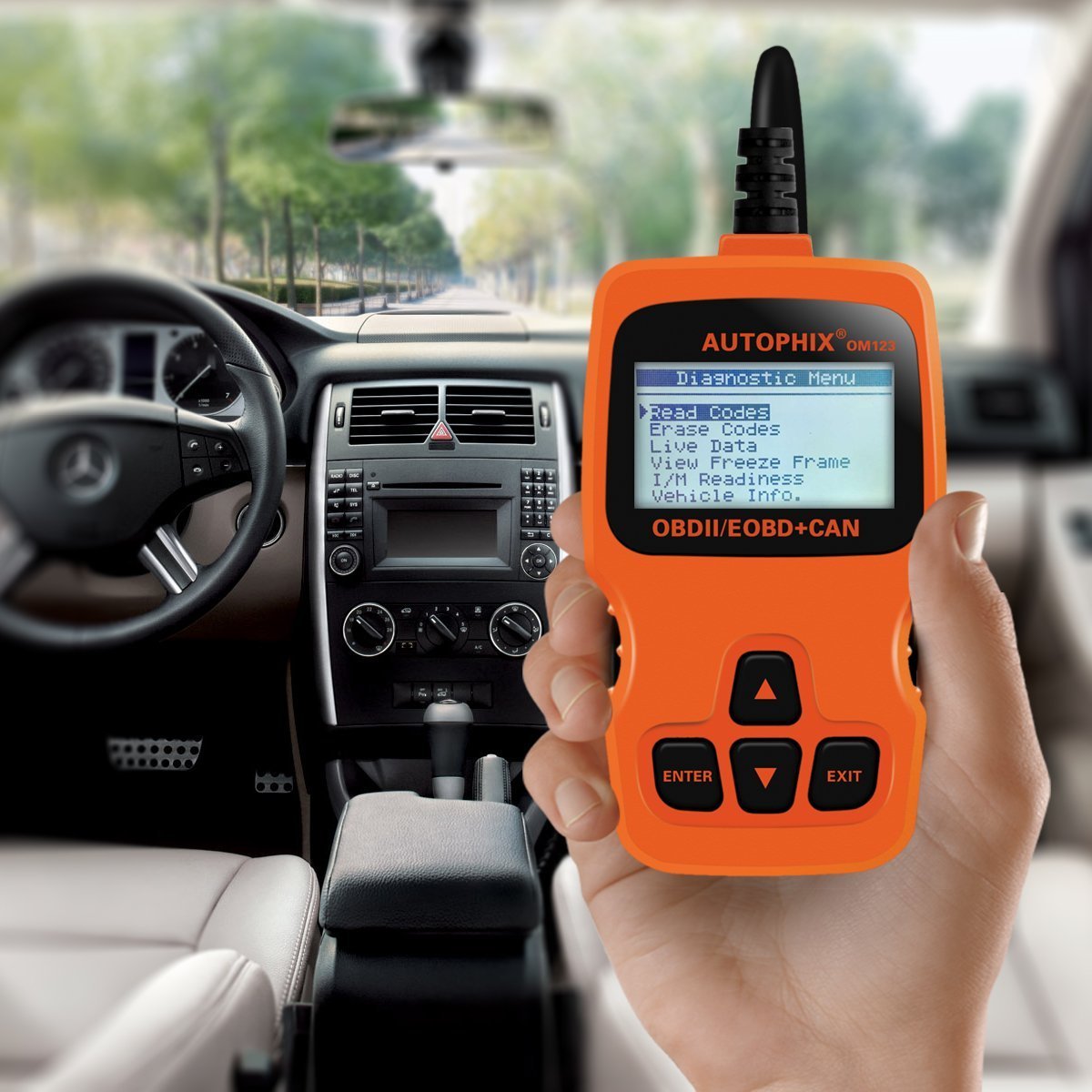 Happycow Om123 OBD II de voiture ordinateur Diagnostic Scan Tool Petite automobile des lecteurs de codes Check Auto Engine Light lecteur de codes d'erreur pour OBDII OBD2 Véhicule