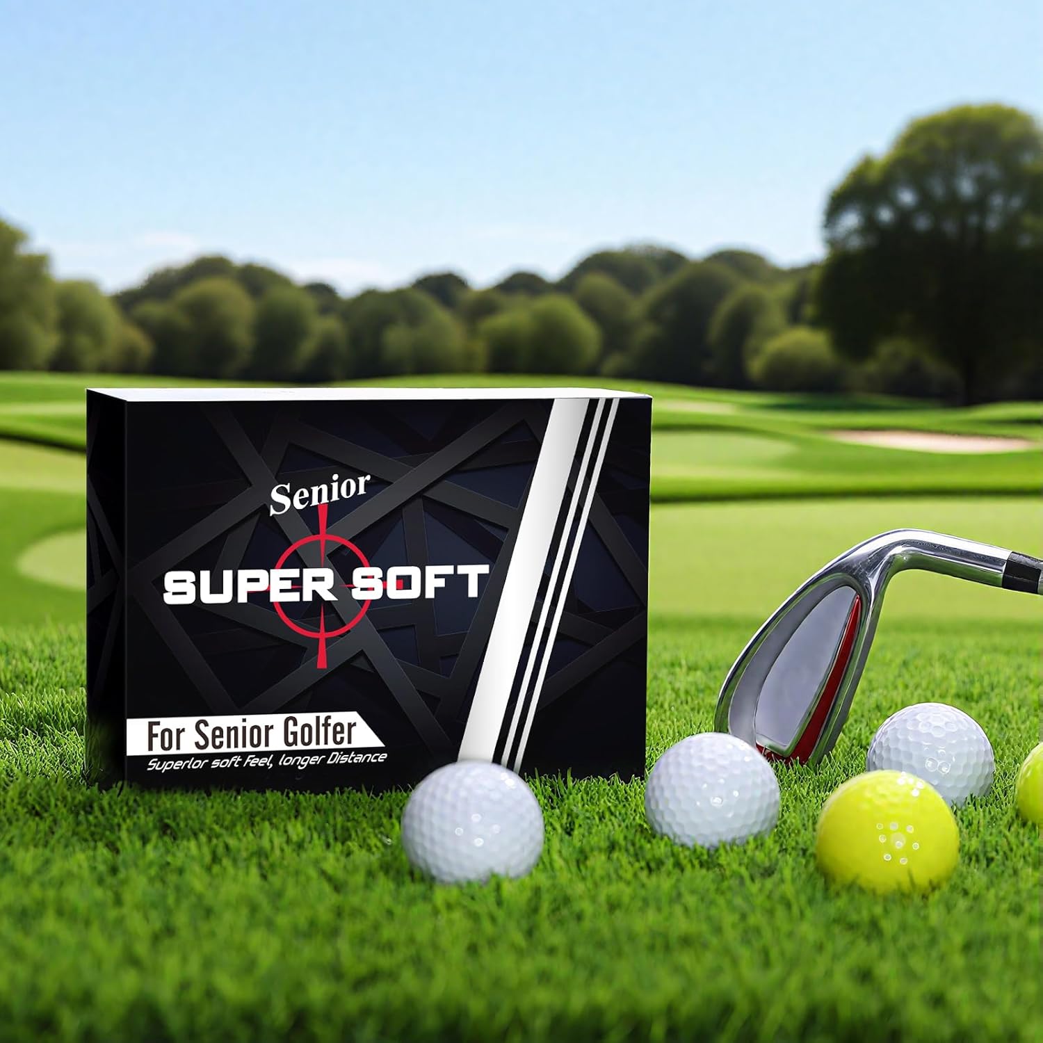 Seenelling 24 Pcs Duo Soft Golf Balls Senior Golf Balls Yellow Golf Balls Distance Golf Balls Super Soft Golf Balls Senior Colored Soft Golf Balls Yellow Golf Balls Low-compression Supersoft Golf Ball