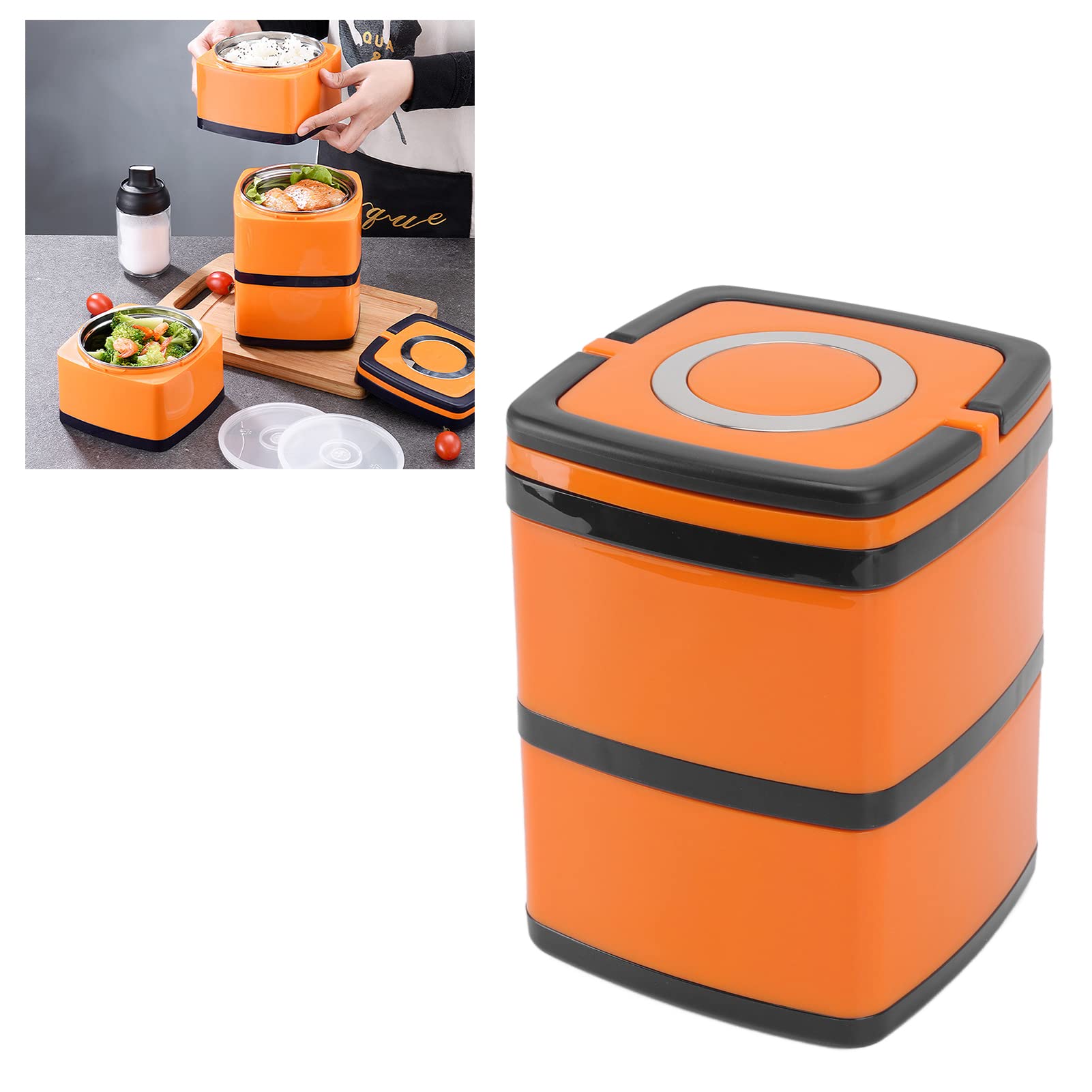 Boîte à Isolée en Acier Inoxydable 304, Boîte à Déjeuner Isolée Japonaise Empilable étanche pour les étudiants et les Employés de Bureau Facile à (Double couche 1,5L)