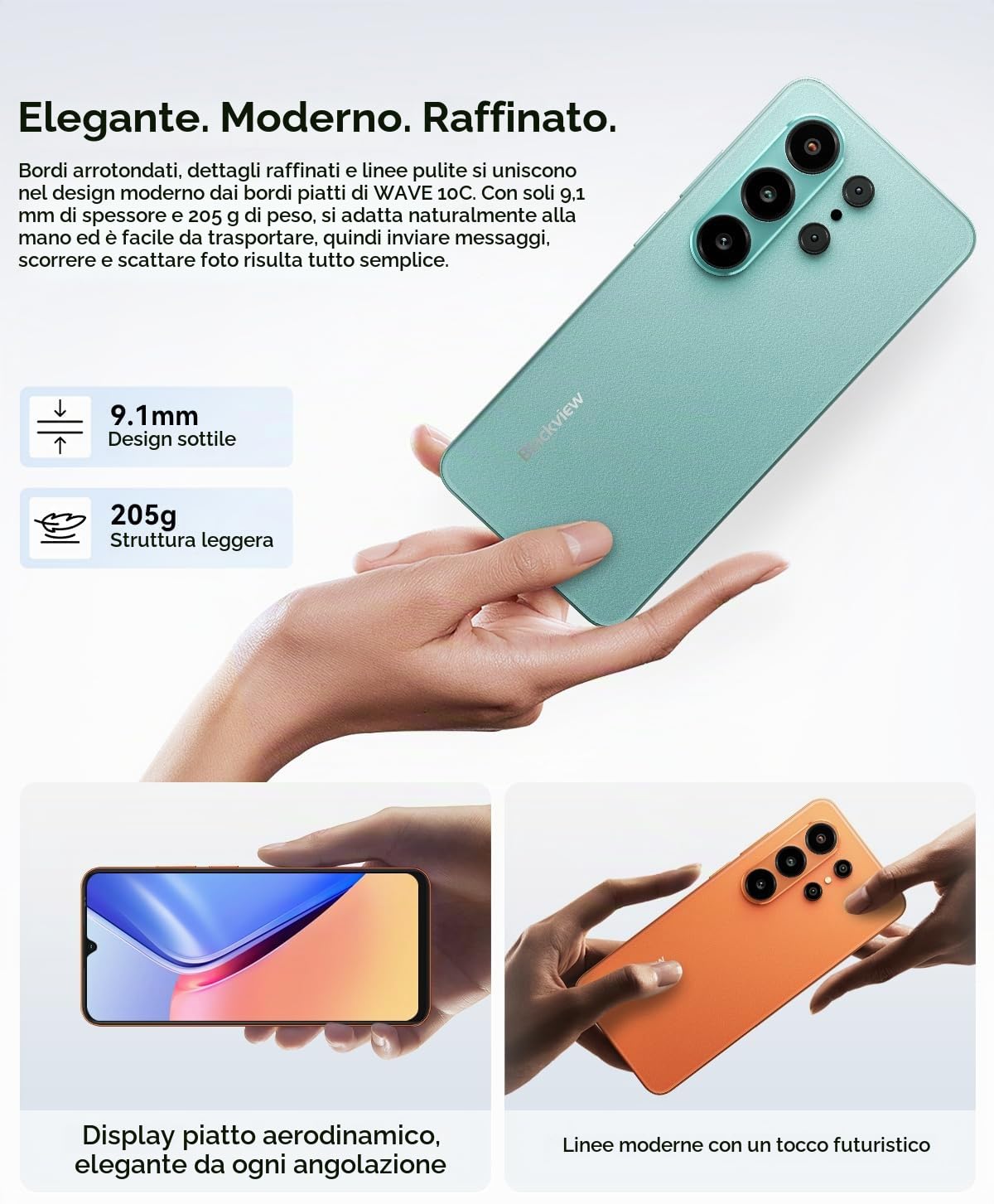 Blackview Wave 10C Smartphone 4G AI Offerte, 6,88" HD+, 16GB+128GB (2TB Esterna), 3 Assistenti Intelligenti AI, Fotocamera 32MP+13MP, Slot per 3 Schede, Android 16 Dual SIM Cellulare GPS, Blu