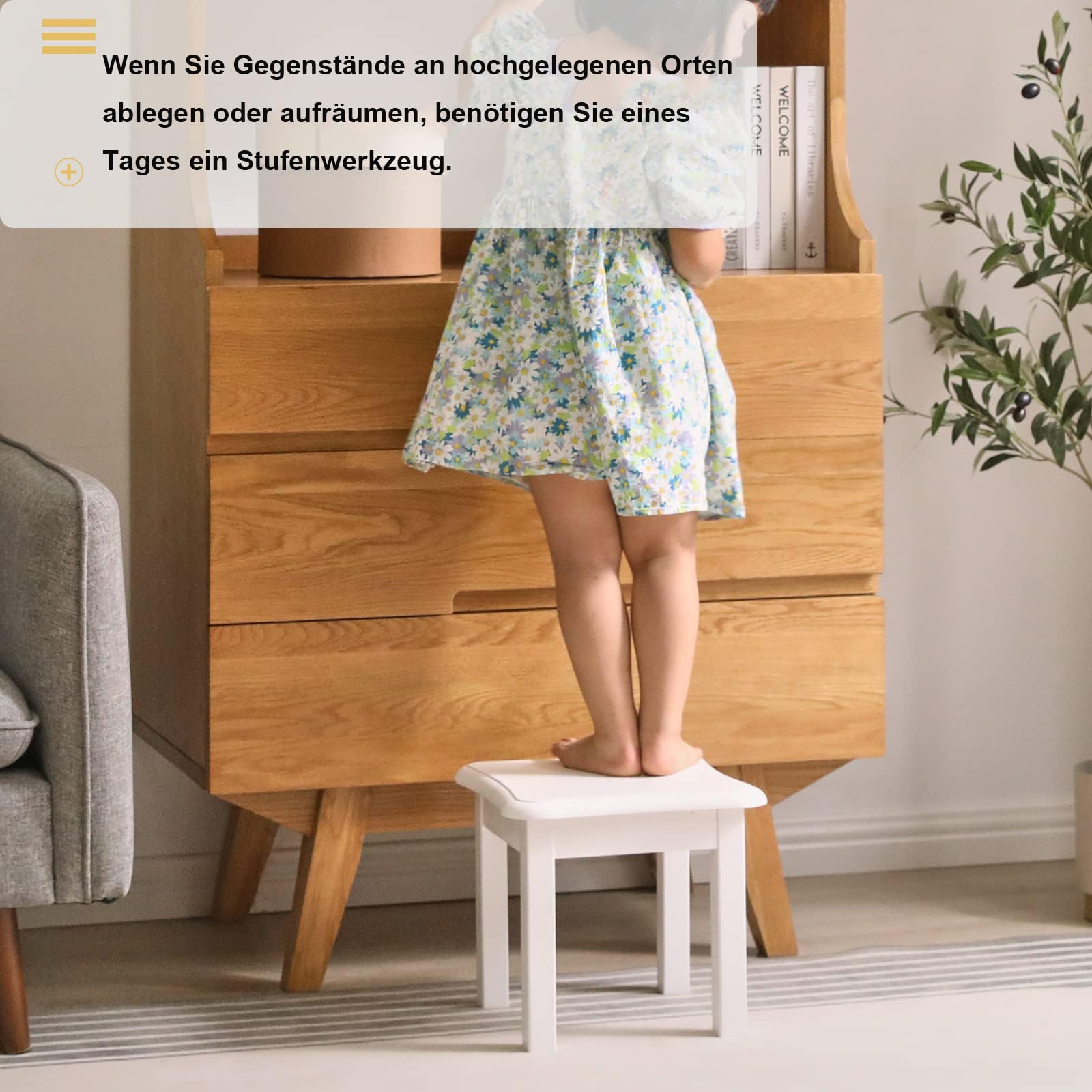 Reposapiés de Madera Pequeño Taburete Banco Blanco