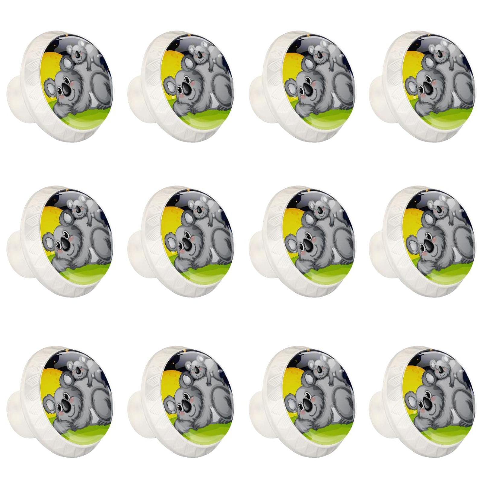 Boutons d'armoires de cuisine ronds lot de 12 poignées décoratives motif ours pour tiroir