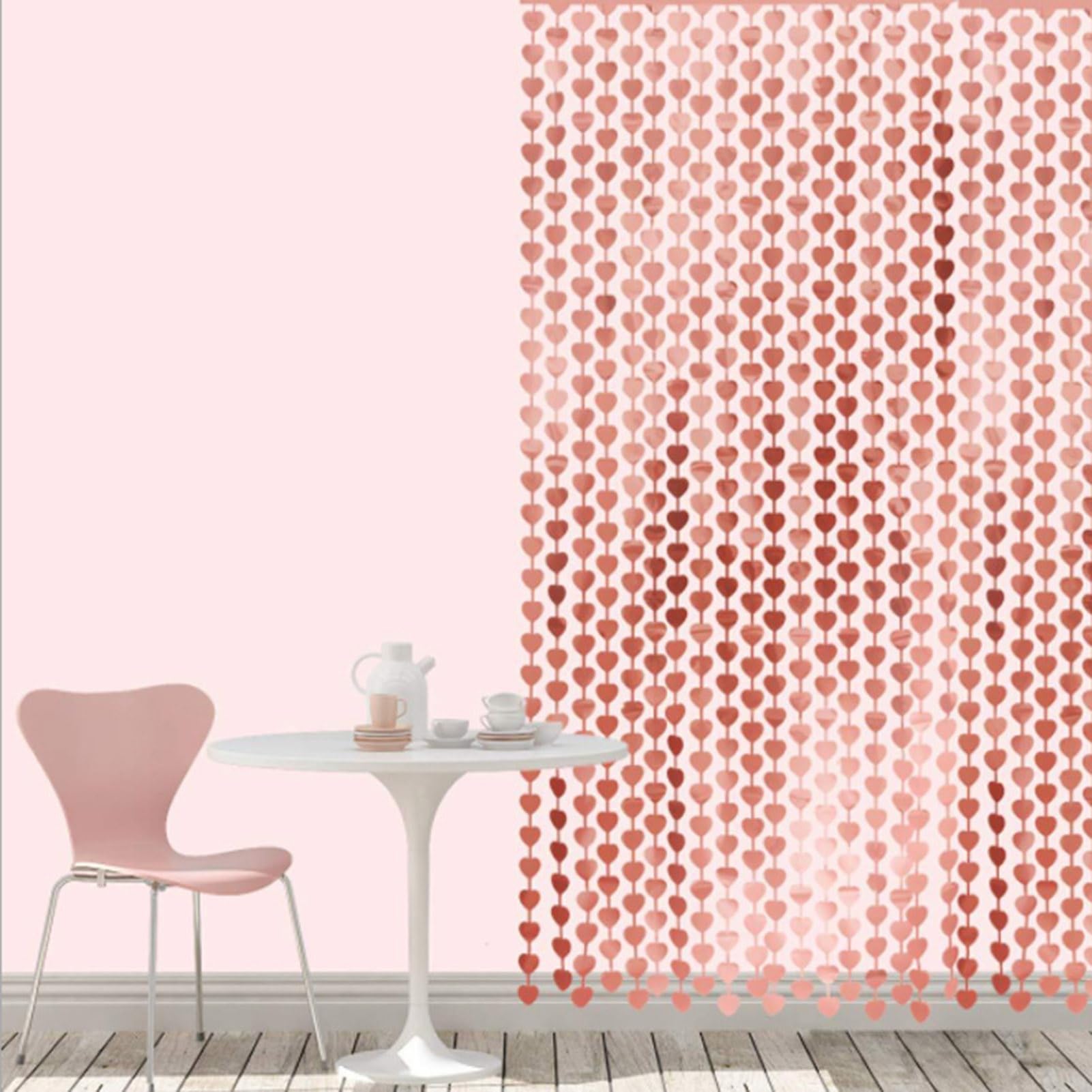 Tenda A Frange Con Cuori Metallizzati Rosso - 4 Pezzi Da 1x2 Metri L'uno Per San Valentino, Matrimoni E Feste Romantiche
