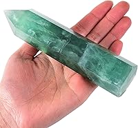 Vista 10 de AMOYSTONE Obelisco de fluorita de lavanda, torre grande de varita de cristal curativo, 6 columnas facetadas, terapia de meditación de chakras