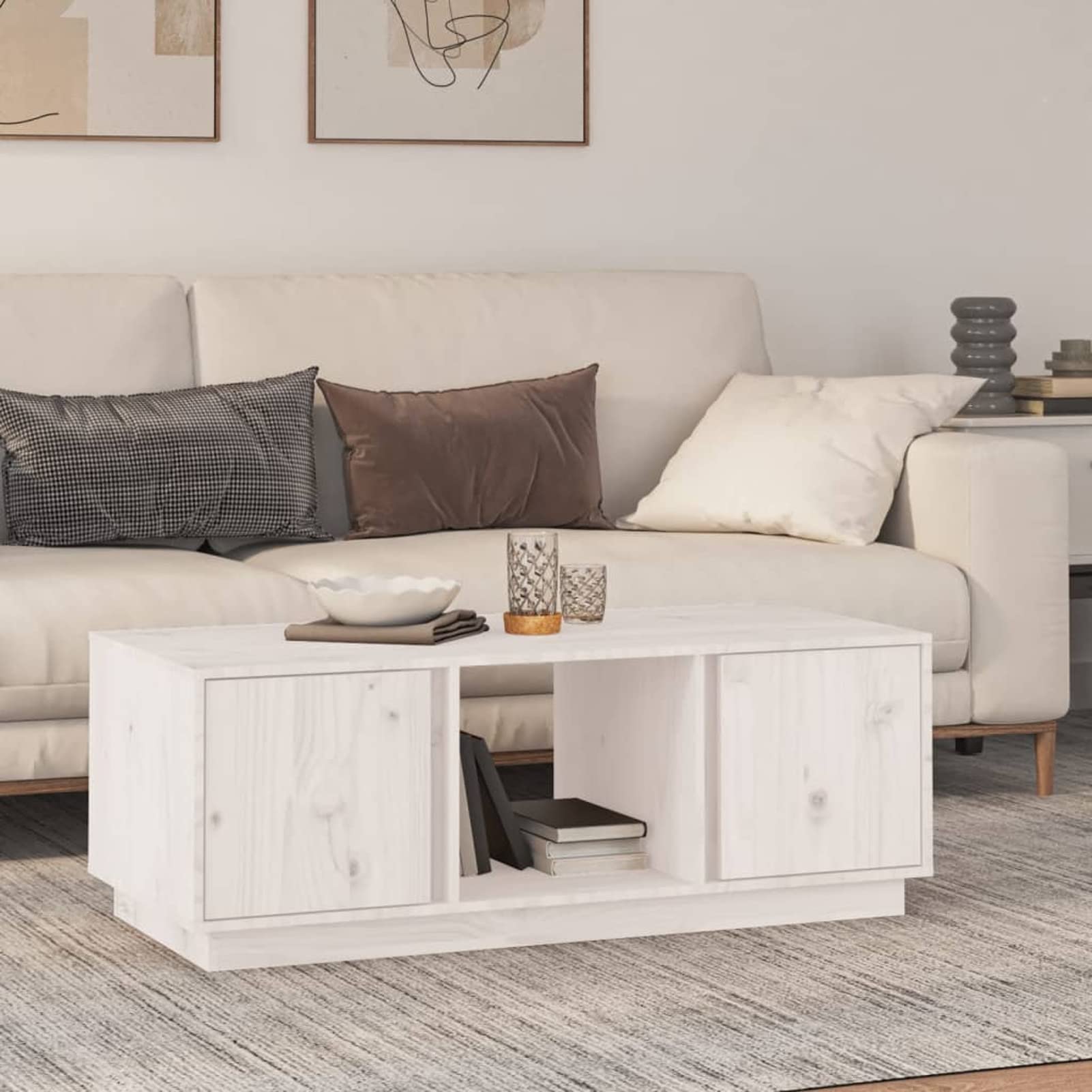 Table de salon en bois massif Homgoday, l'élégance du pin blanc