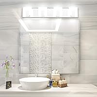 Vista 4 de Aipsun Moderna lámpara LED de tocador para baño, acrílico blanco esmerilado, arriba y abajo, accesorios de pared sobre espejo