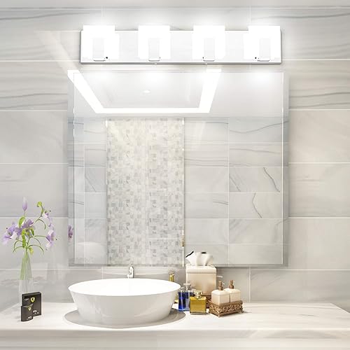 Miniatura 4 de Aipsun Moderna lámpara LED de tocador para baño, acrílico blanco esmerilado, arriba y abajo, accesorios de pared sobre espejo