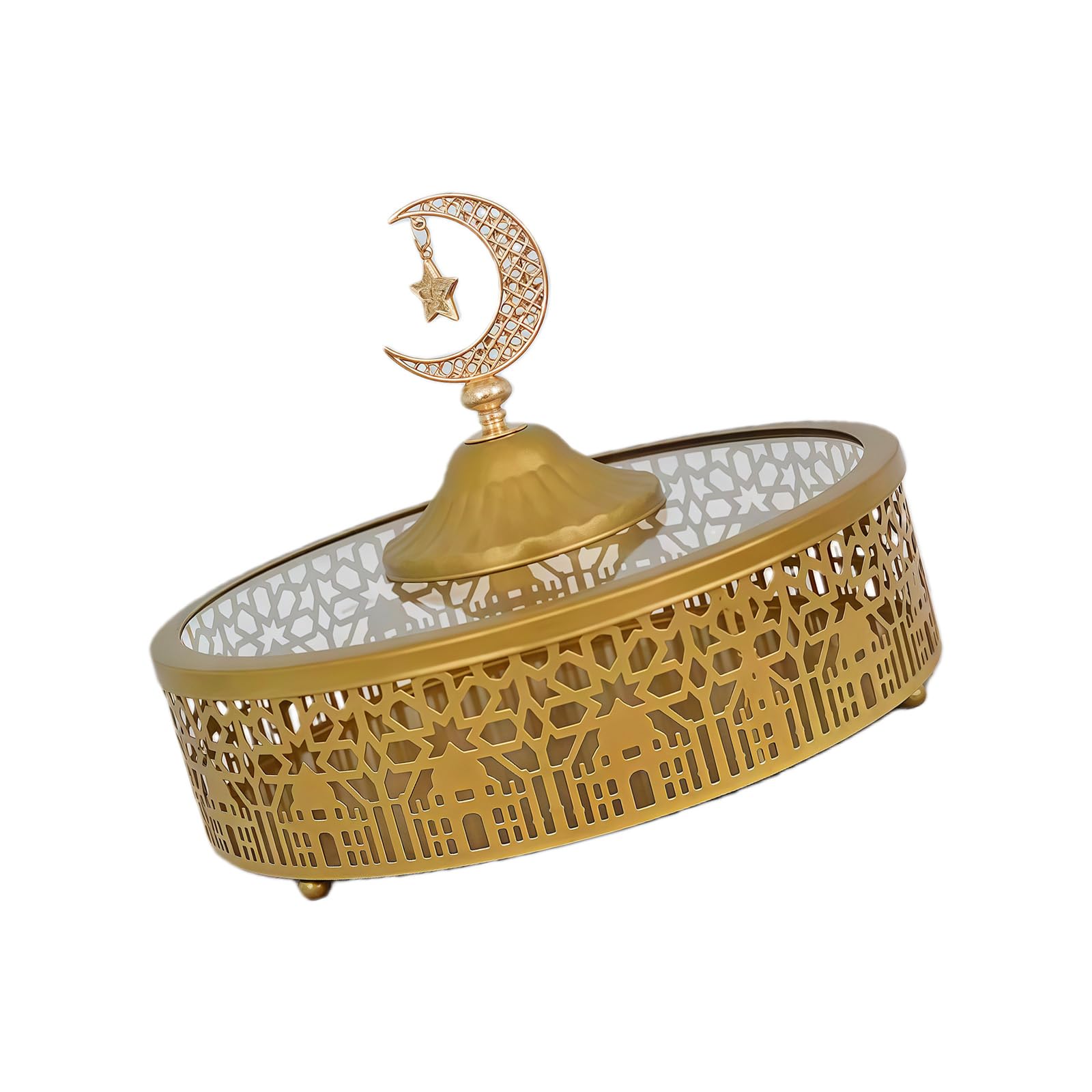 hogtnd Elegant Iron Serving Tray for Storing Festive Snacks with Secure Base Electroplated Decorative Iron Serving Bowl