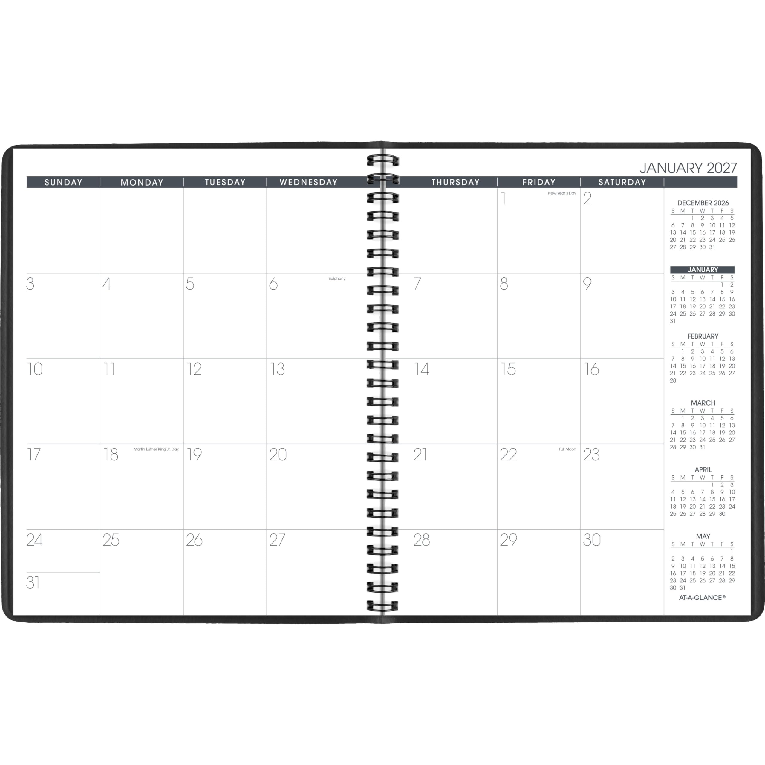 AT-A-GLANCE Agenda 2027, mensile, 17,8 x 22,2 cm, blocchi giornalieri senza righe, nero (701200527)