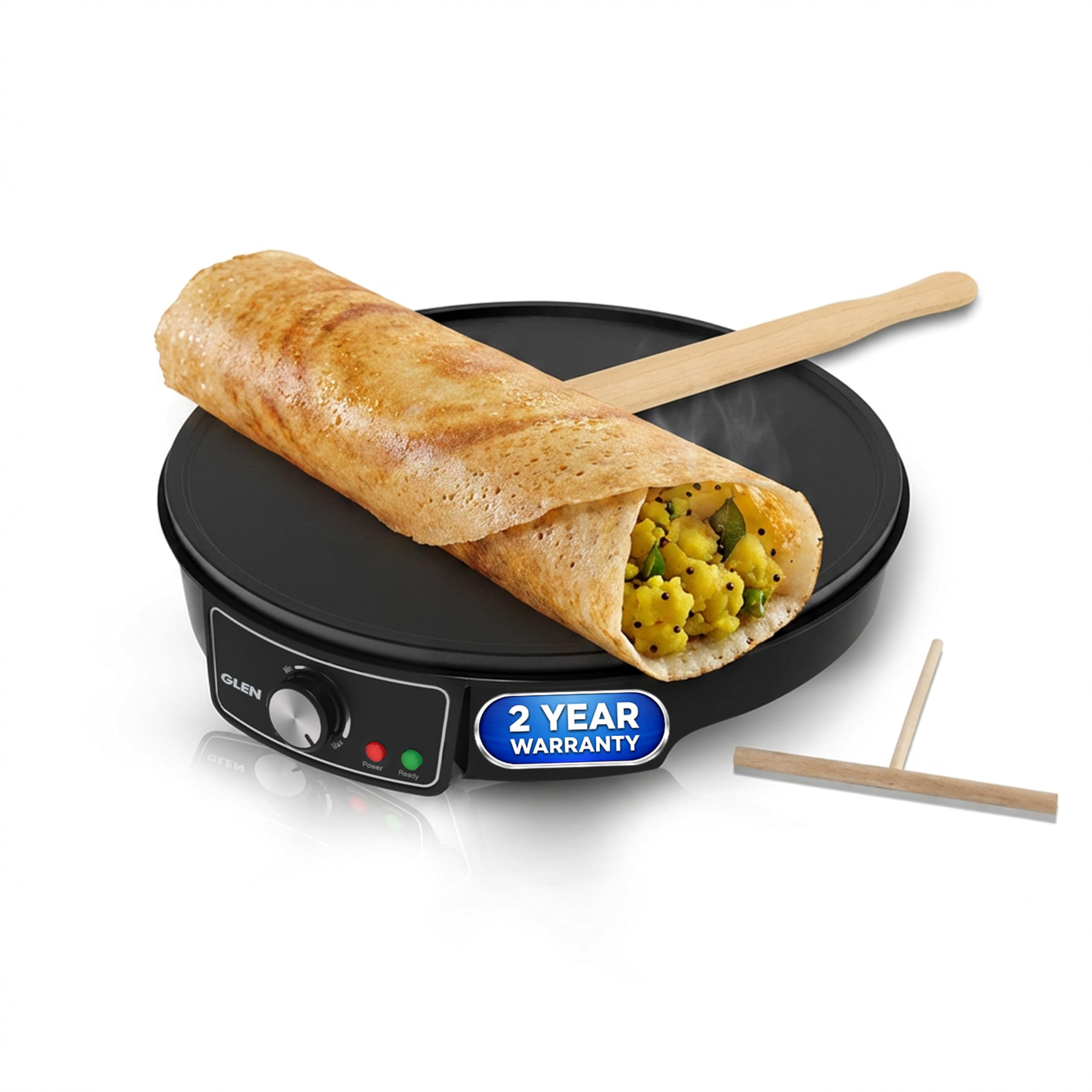 Glen Electric Dosa Maker Machine makes Dosa, Chilla, Pancakes, Crepes, Parantha, Uttapam, Omelettes, 30cm Non-Stick Cooking Plate (SA-3038) Black, 2 Years Warranty-picture-8