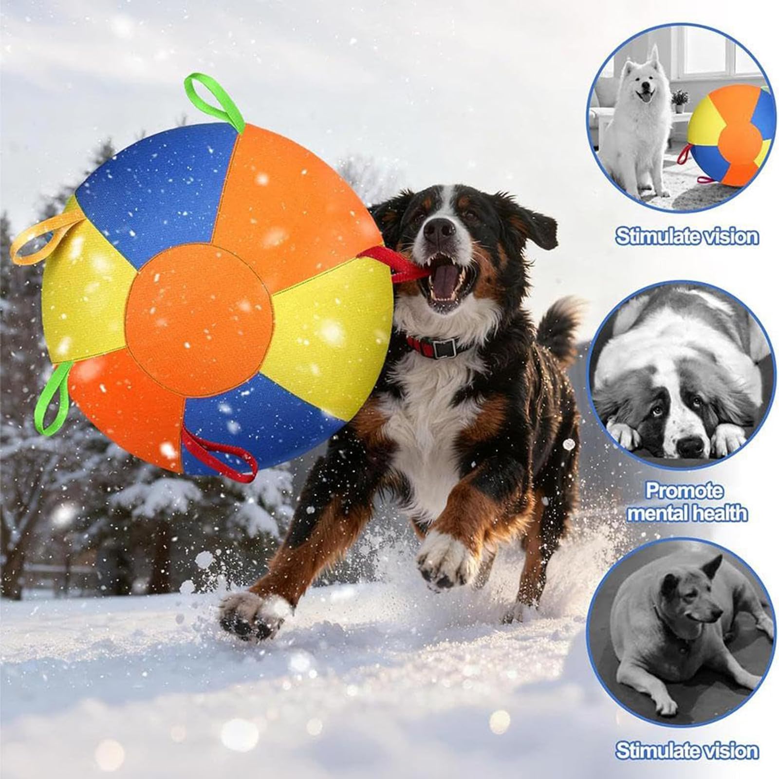 Pelota Gigante Relajante para Perros, 25,4x45,7x55,9 cm. Pelota Gigante de pastoreo con lengüetas y Asas, Pelotas Gigantes de pastoreo para Perros, Pelota de Ejercicio Resistente para L:55cm/21.65in