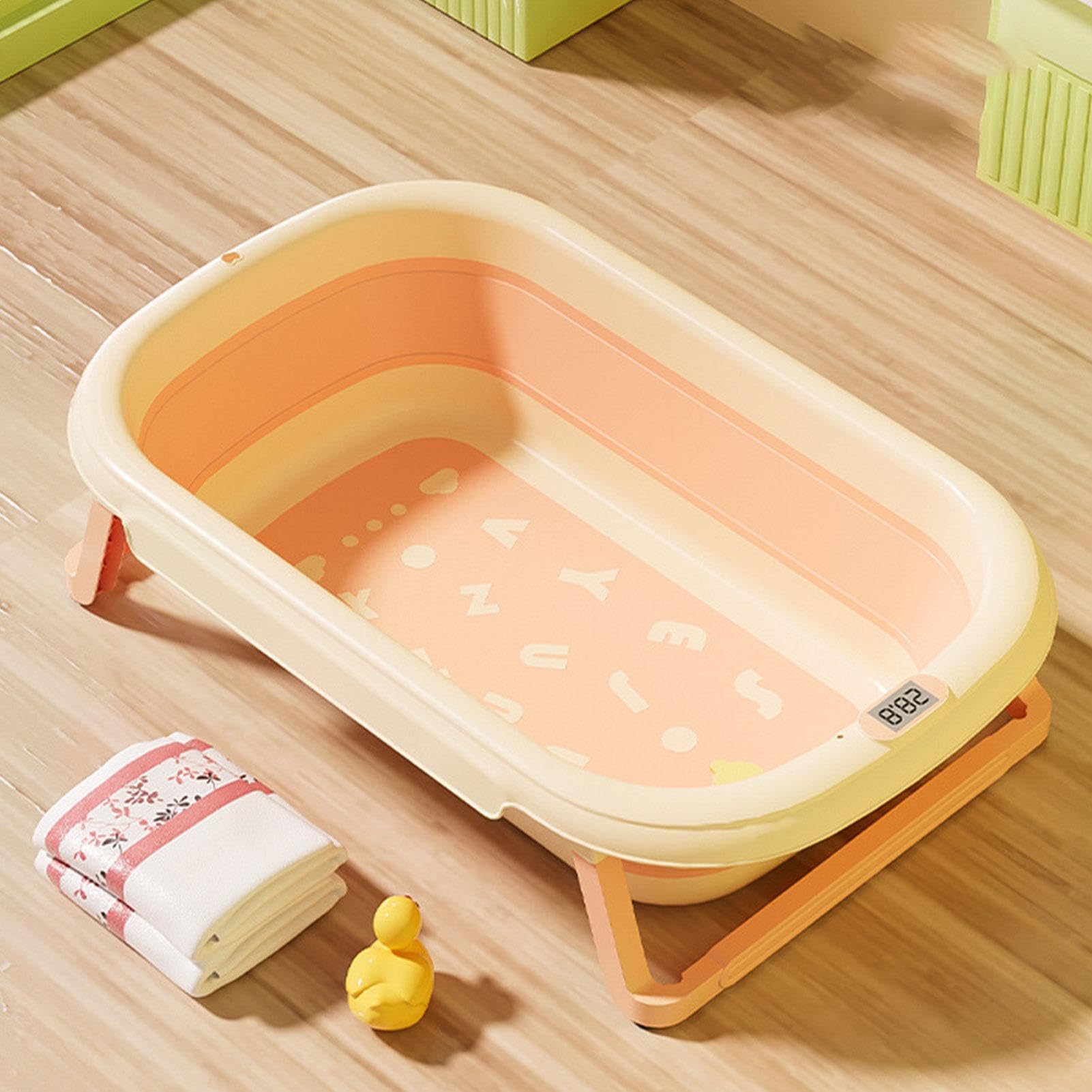 Bañera de viaje portátil, bañera de bebé plegable - Neta de baño de dibujos animados de silicona | Herramienta de ducha, suministros para bebés, aislamiento de calor de doble capa sensible a la temper