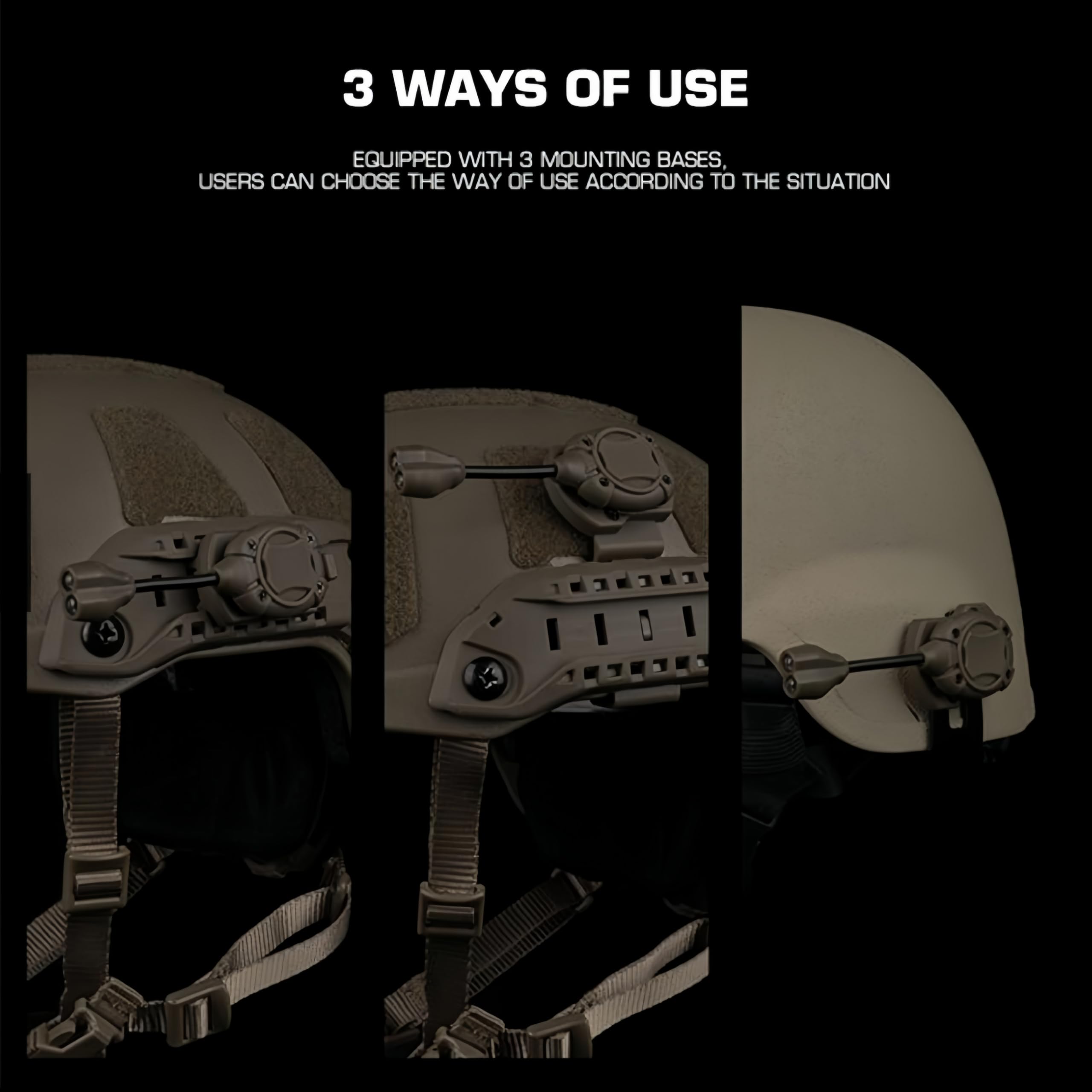 ACEXIER Luce per casco tattico, 3 modalità, interruttore torcia L.ED, system di illuminazione modulare multifunzionale, casco da caccia (Green)