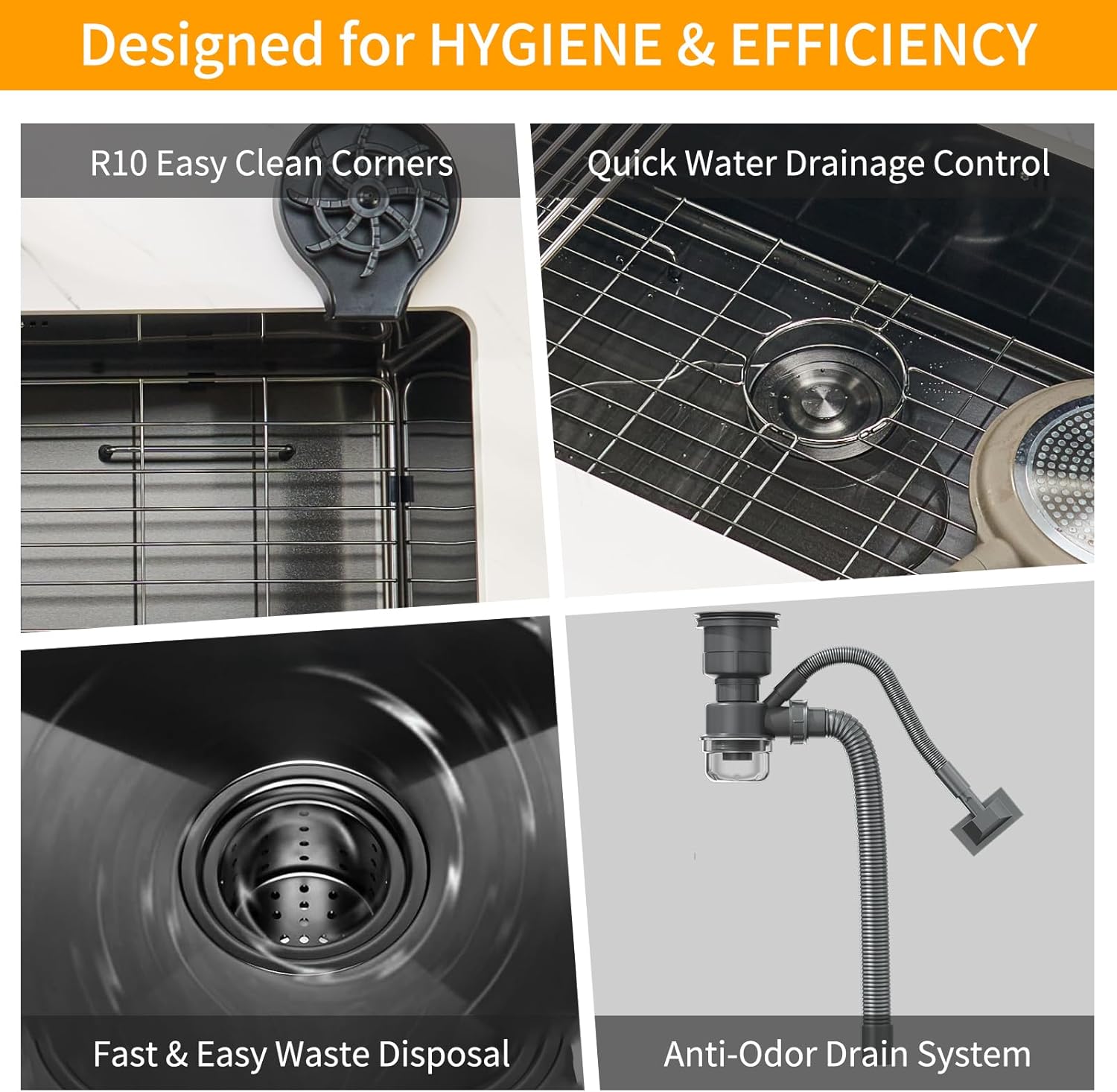 30 Inchs Undermount Kitchen Sinks, 30 x 19 x 9 Inch Black-Grey Single Bowl Sink,16 Gauge Stainless Steel Nano Black Sink with Accessories for Workstation, Prep Kitchen, Bar Sink(new)