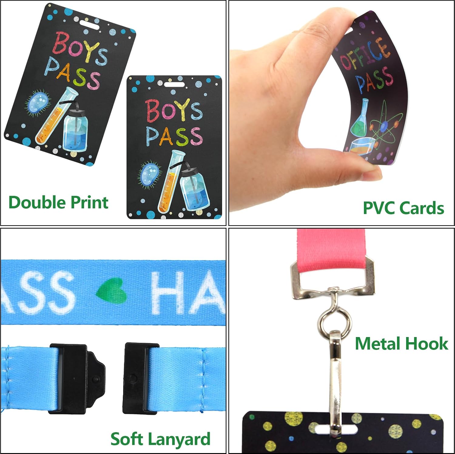 Ceiba Tree Hall Pass Lanyards with Breakaway Strap for Classroom Teachers and Students – Science Style, Back to School Set of 6 image 4