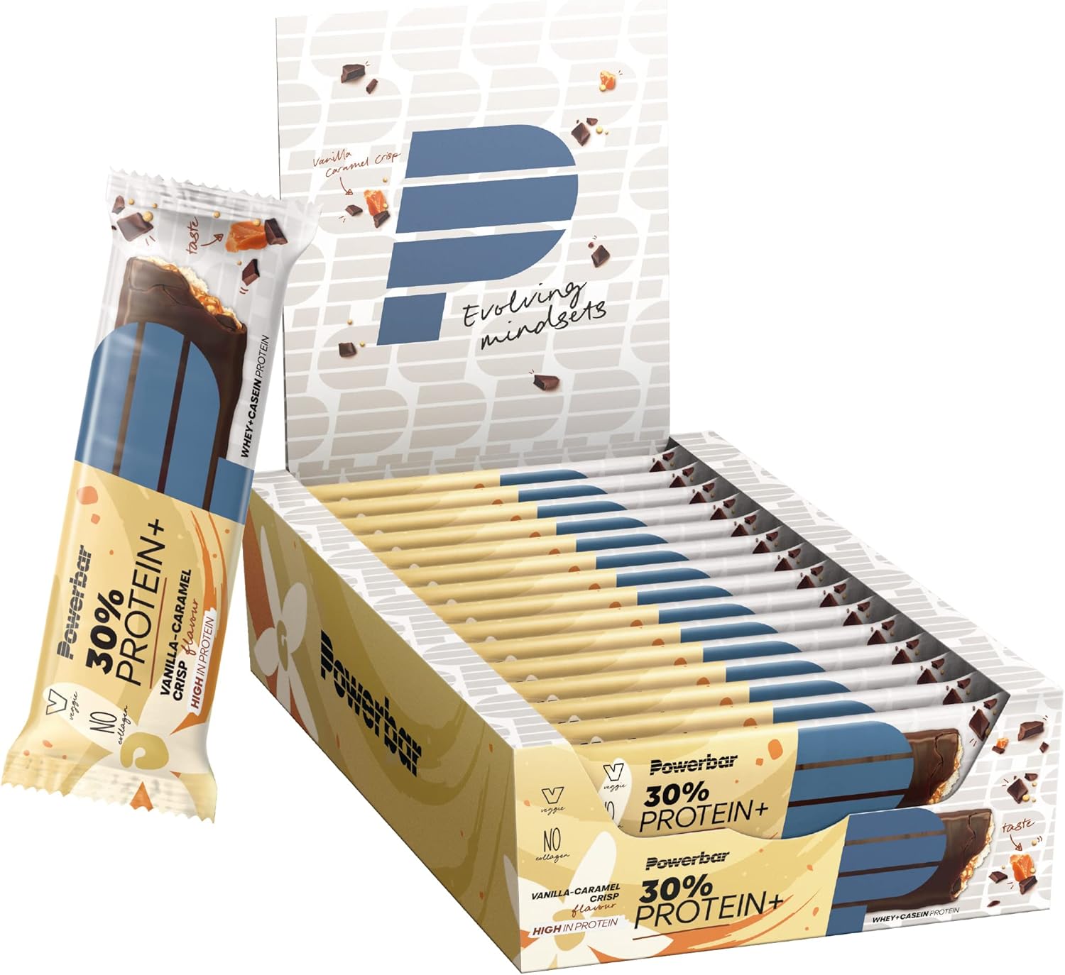 Powerbar Protein Plus 30% Vanilla-Caramel Crisp 15x55g - Barra ad Alta Proteina + Proteine del Siero e della Caseina